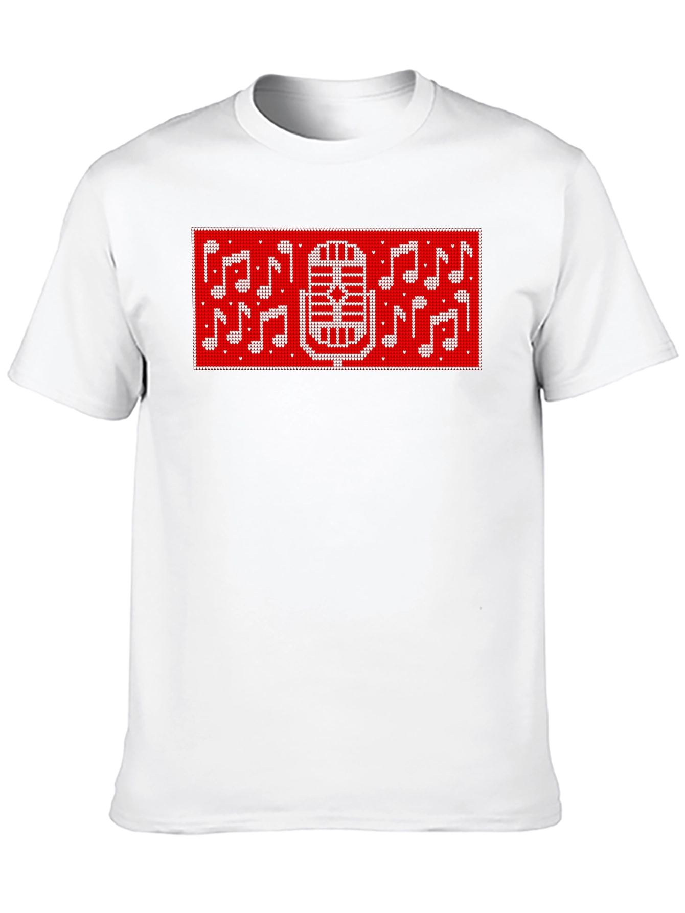 Retro Microphone & Music Notes Graphic Tee