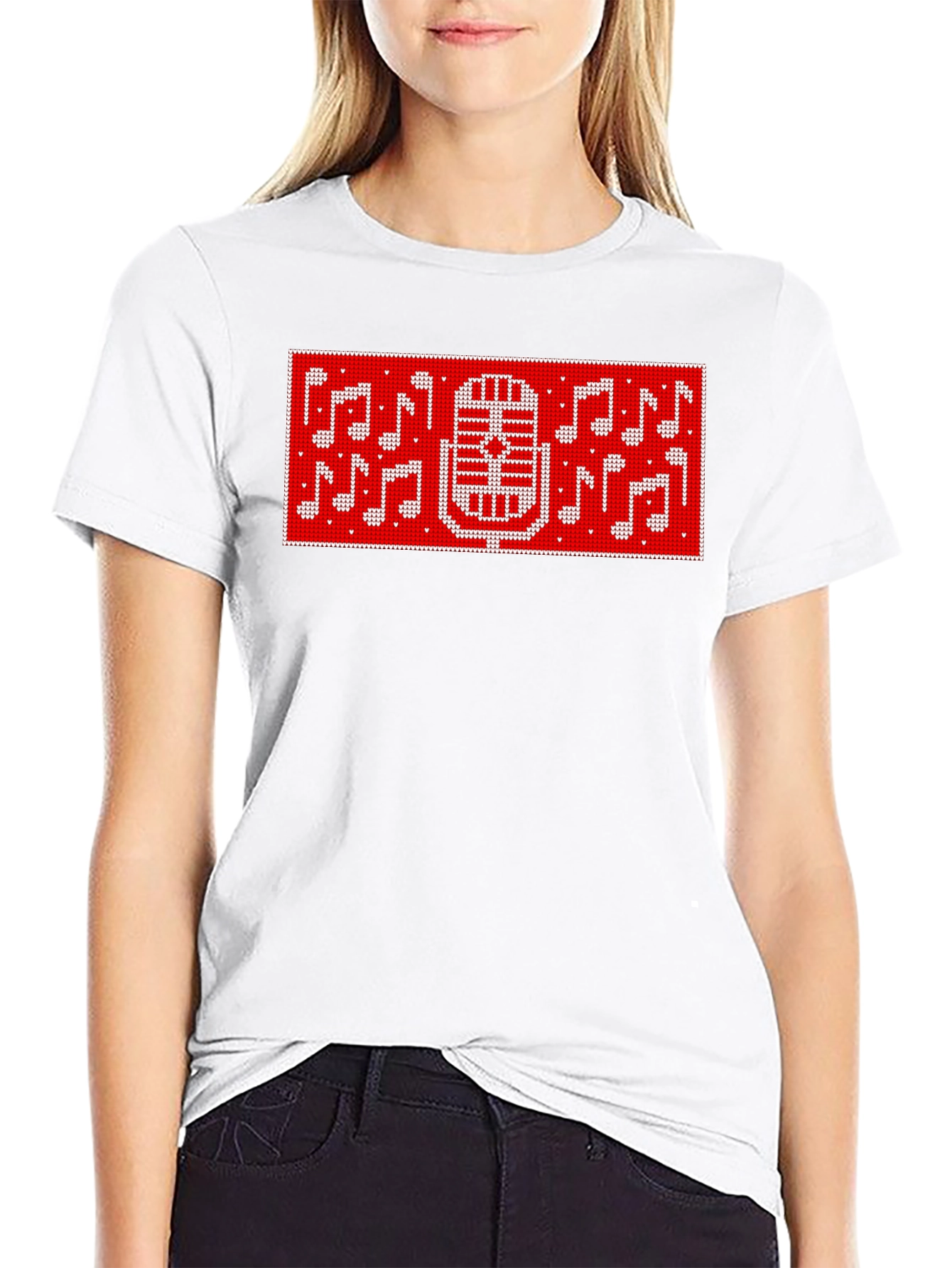 Retro Microphone & Music Notes Graphic Tee
