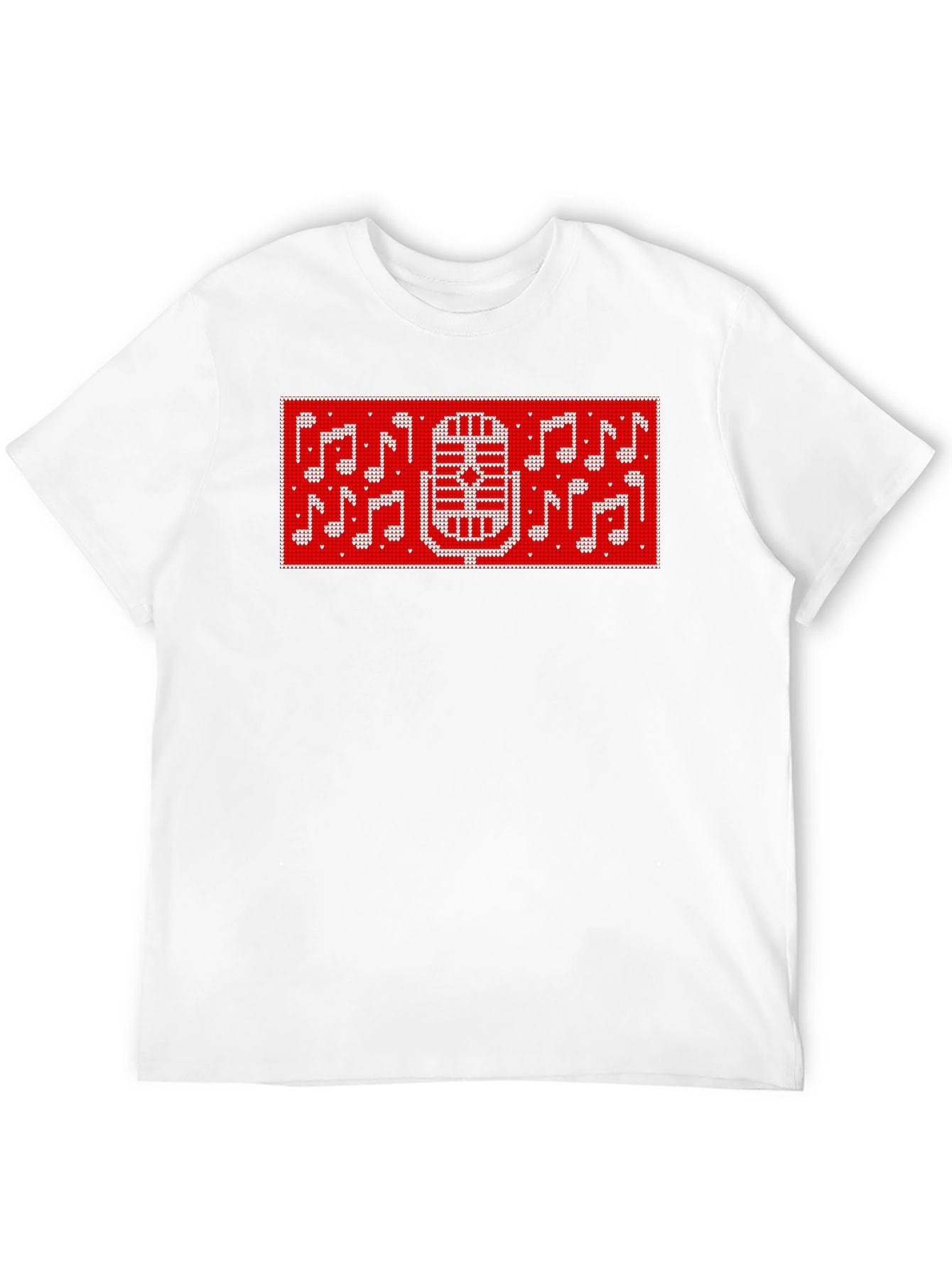 Retro Microphone & Music Notes Graphic Tee