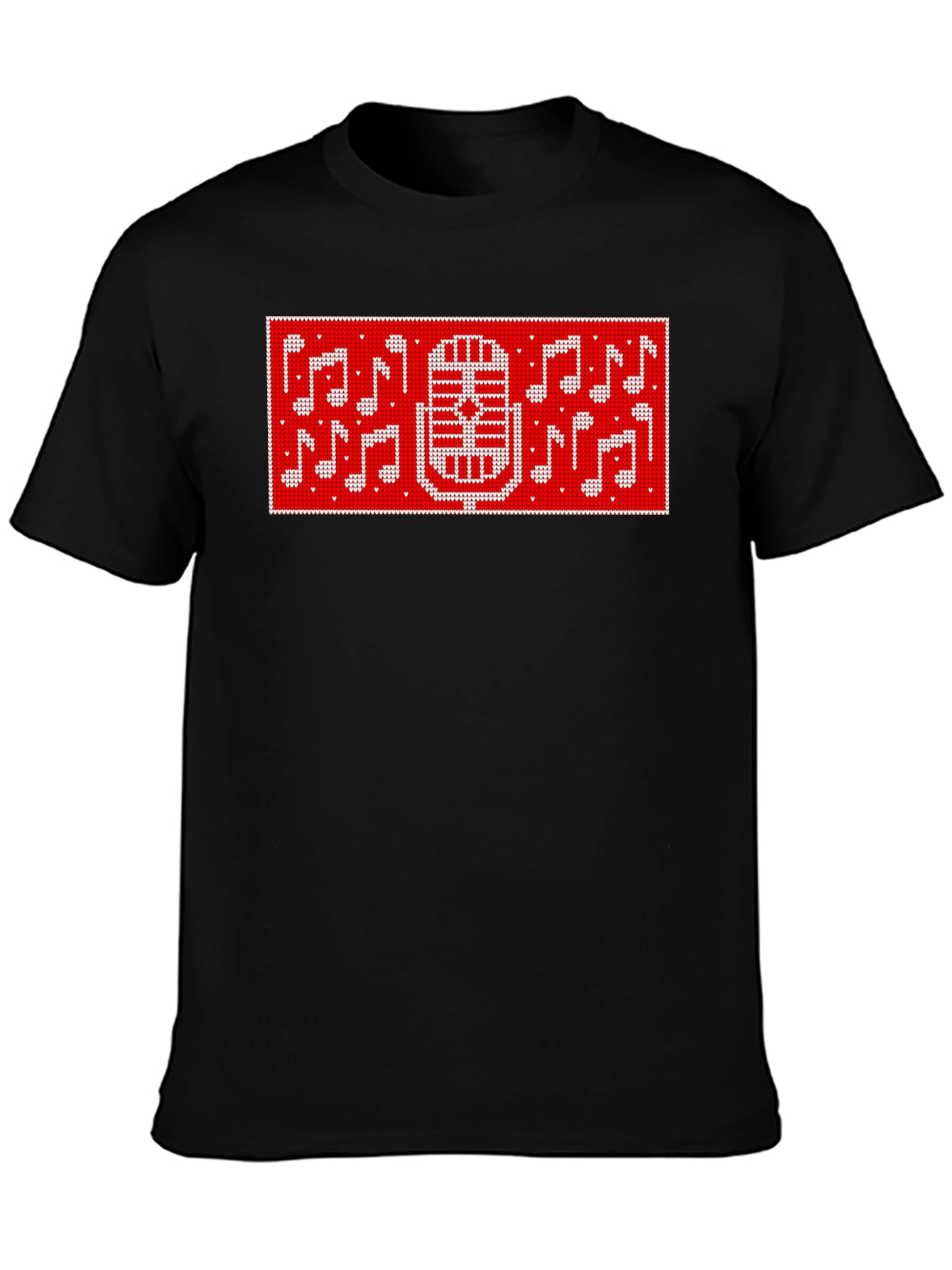 Retro Microphone & Music Notes Graphic Tee