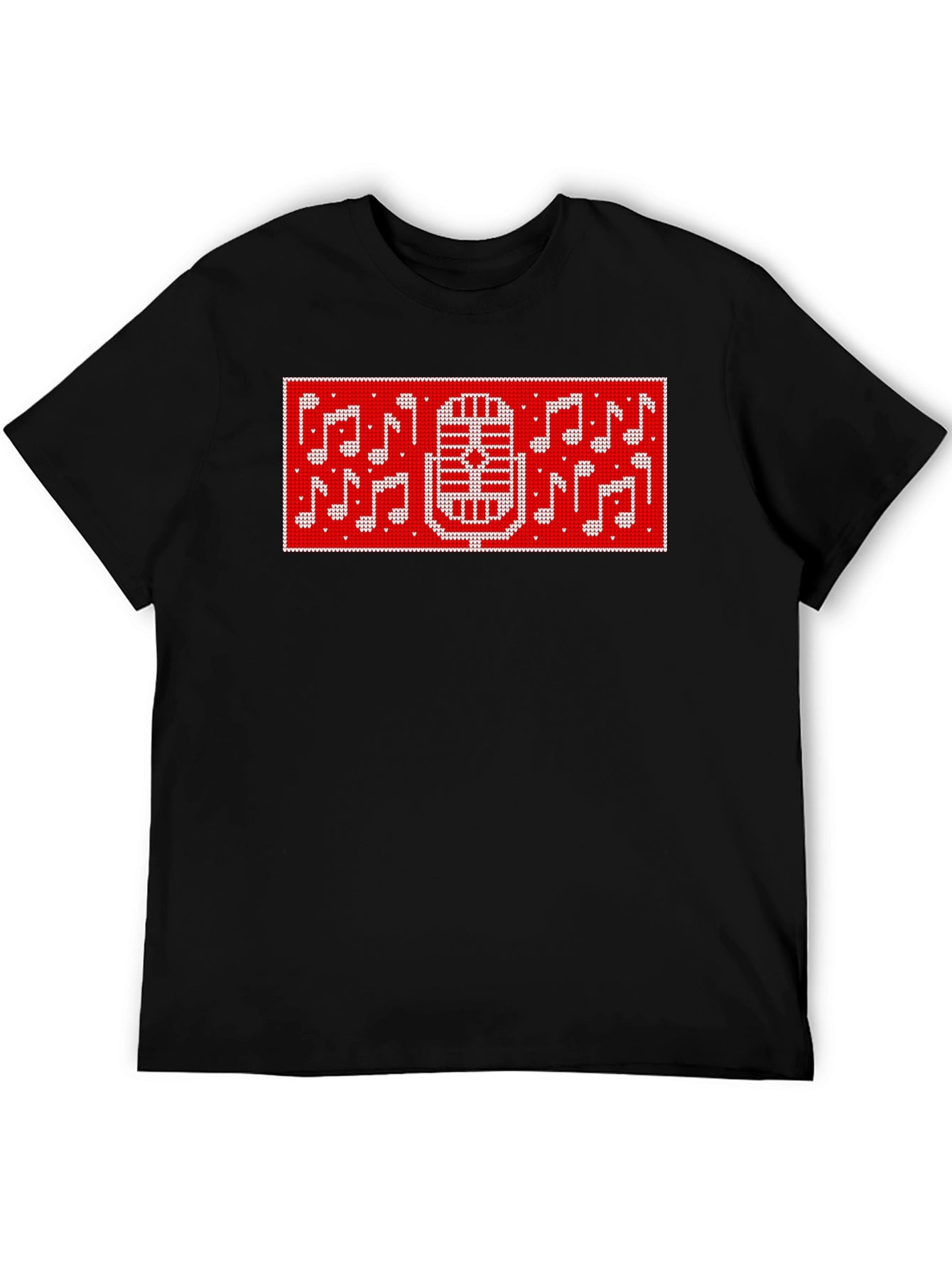 Retro Microphone & Music Notes Graphic Tee
