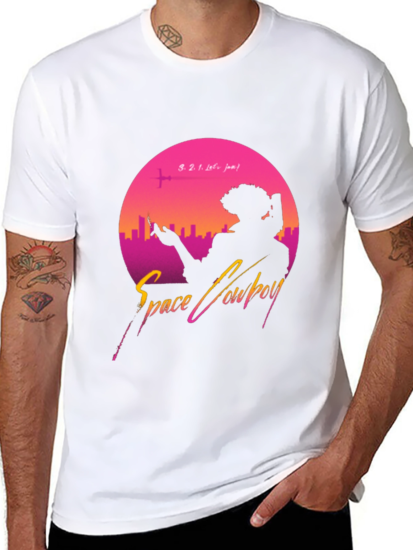 Space Cowboy Graphic Tee - Retro Anime Style