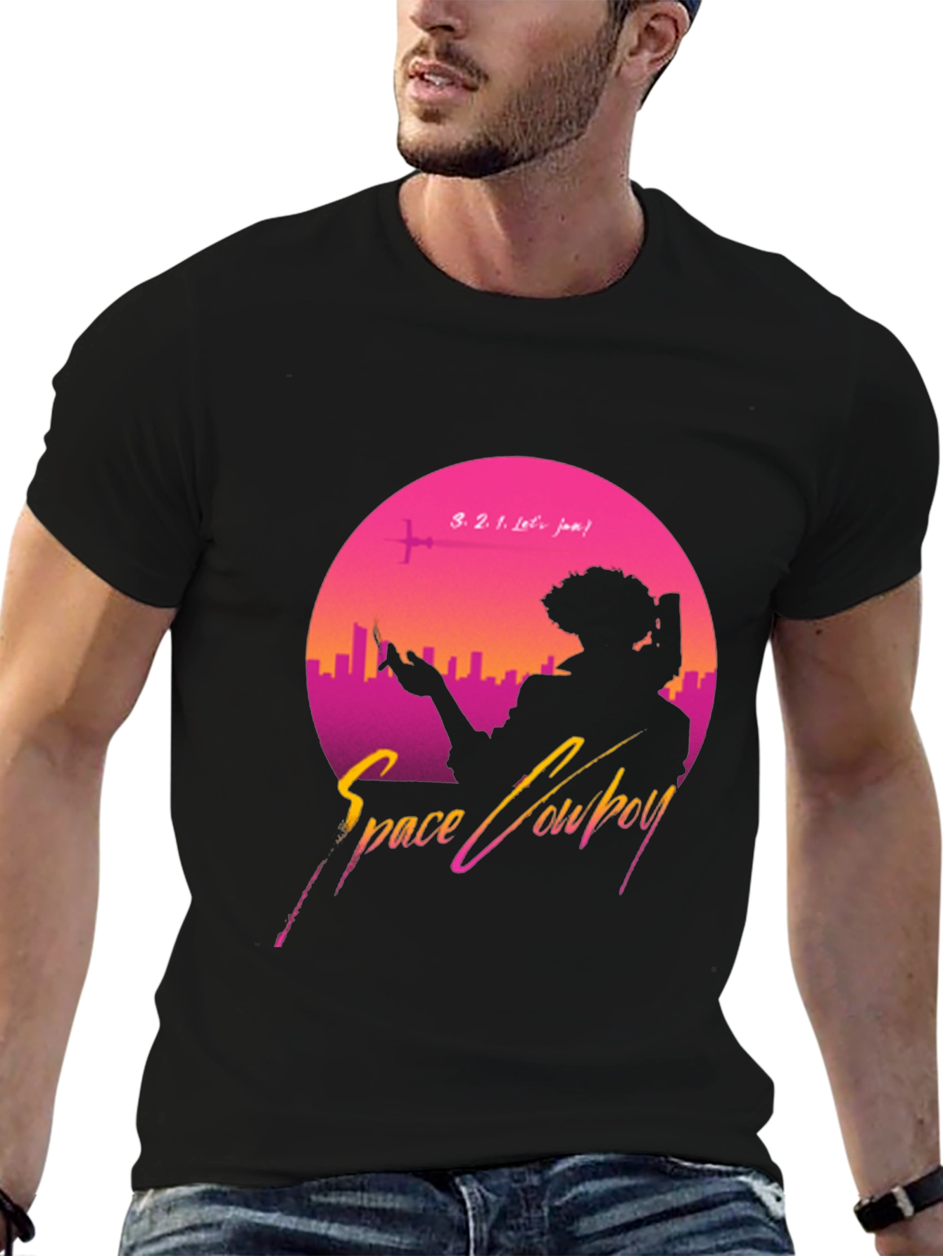 Space Cowboy Graphic Tee - Retro Anime Style