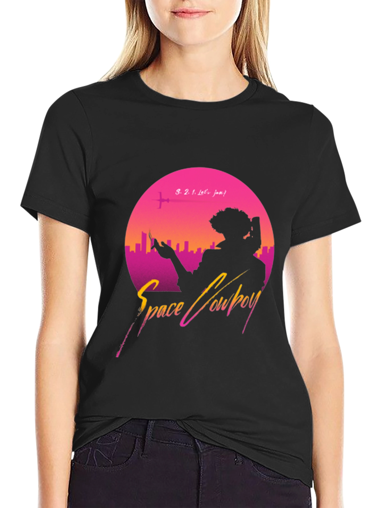 Space Cowboy Graphic Tee - Retro Anime Style