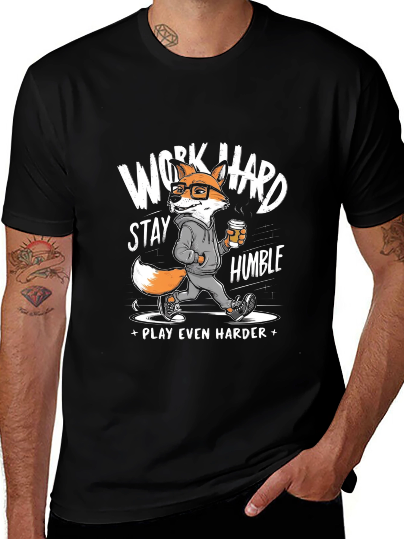 Work Hard Stay Humble Fox Graphic Tee