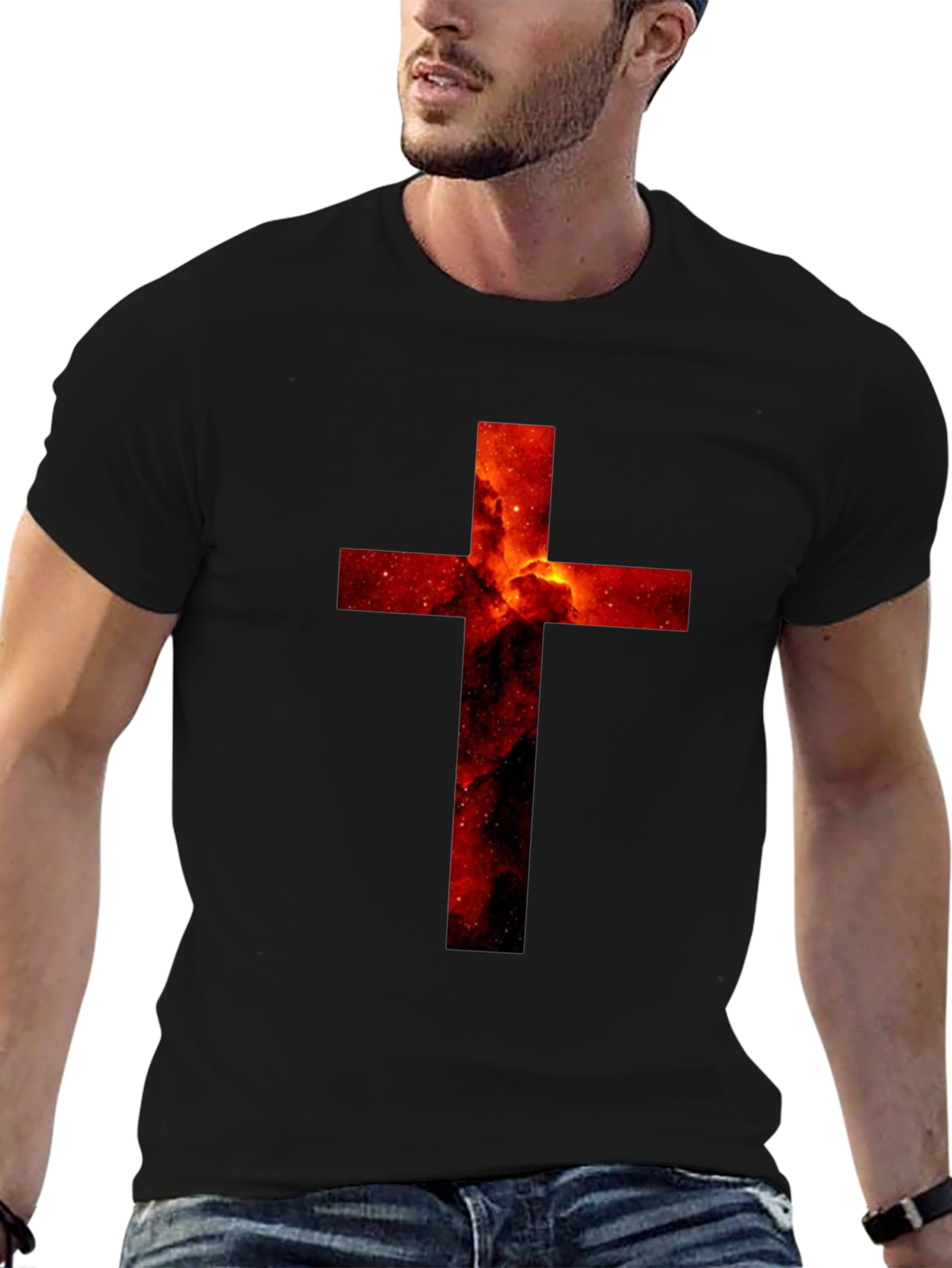 Nebula Cross Graphic Black T-Shirt