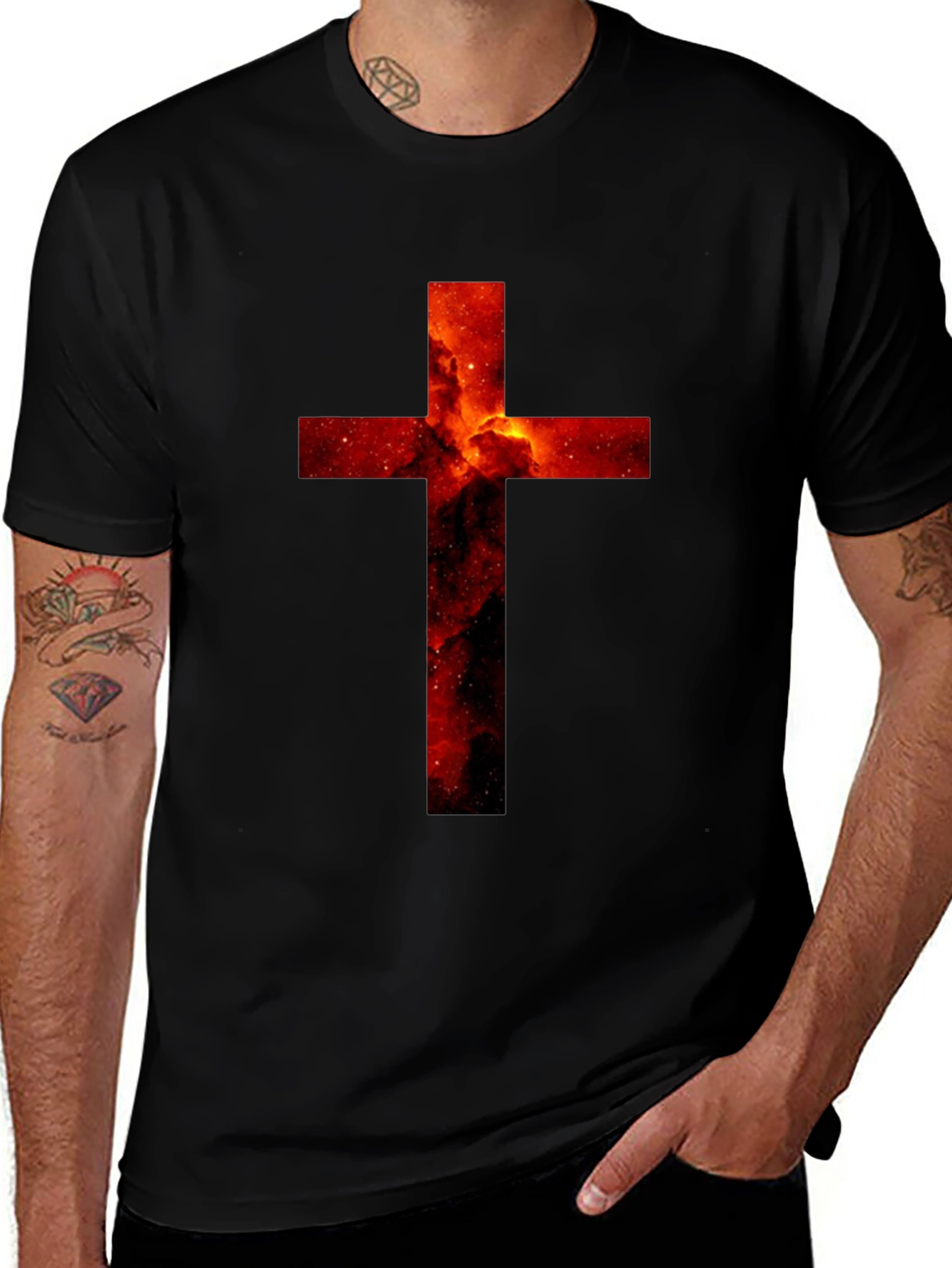Nebula Cross Graphic Black T-Shirt
