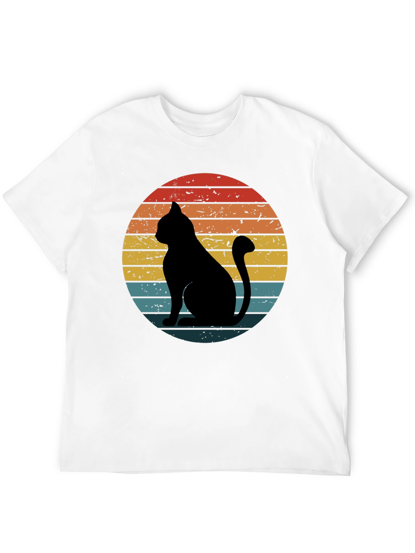 Retro Cat Graphic T-Shirt - Black