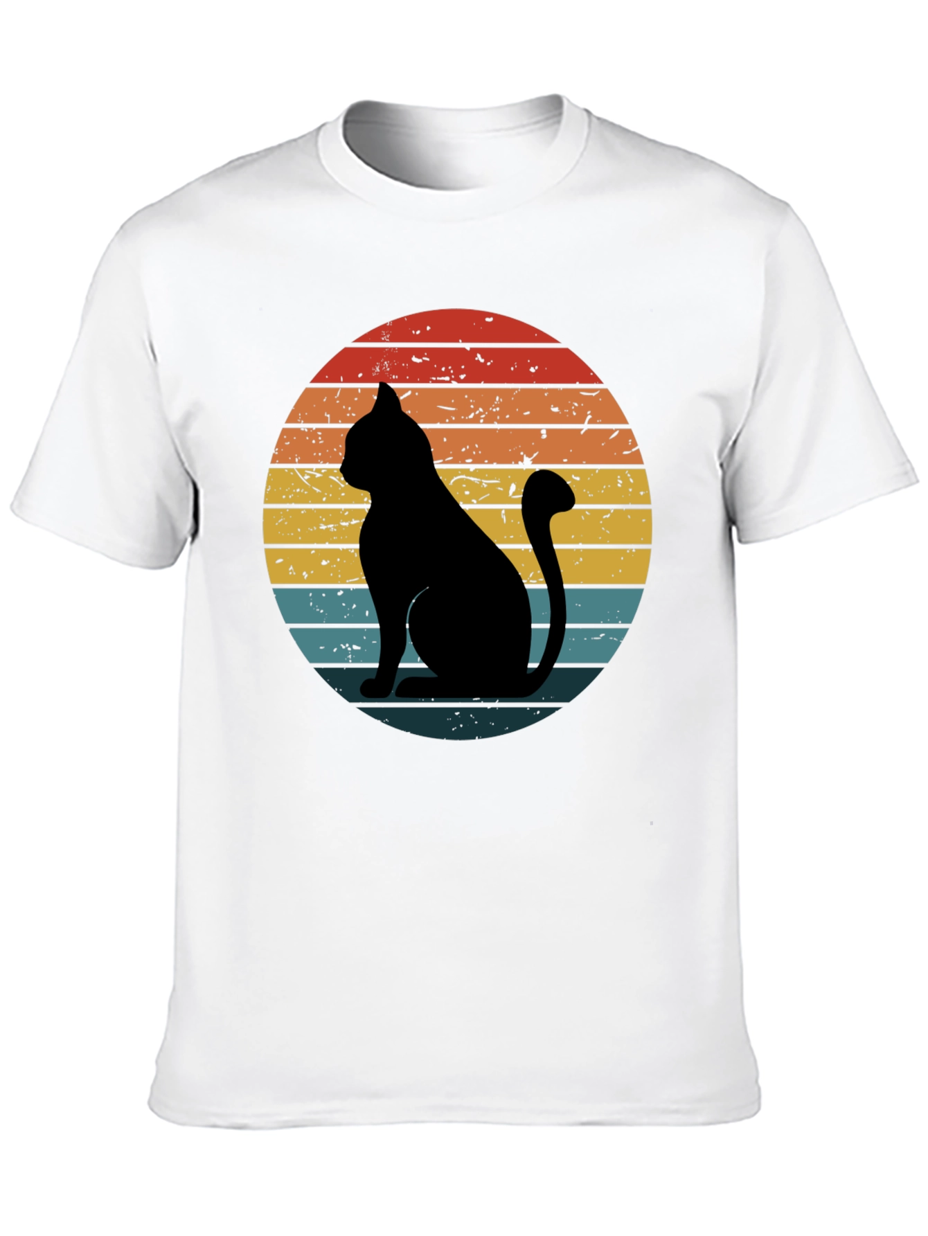 Retro Cat Graphic T-Shirt - Black