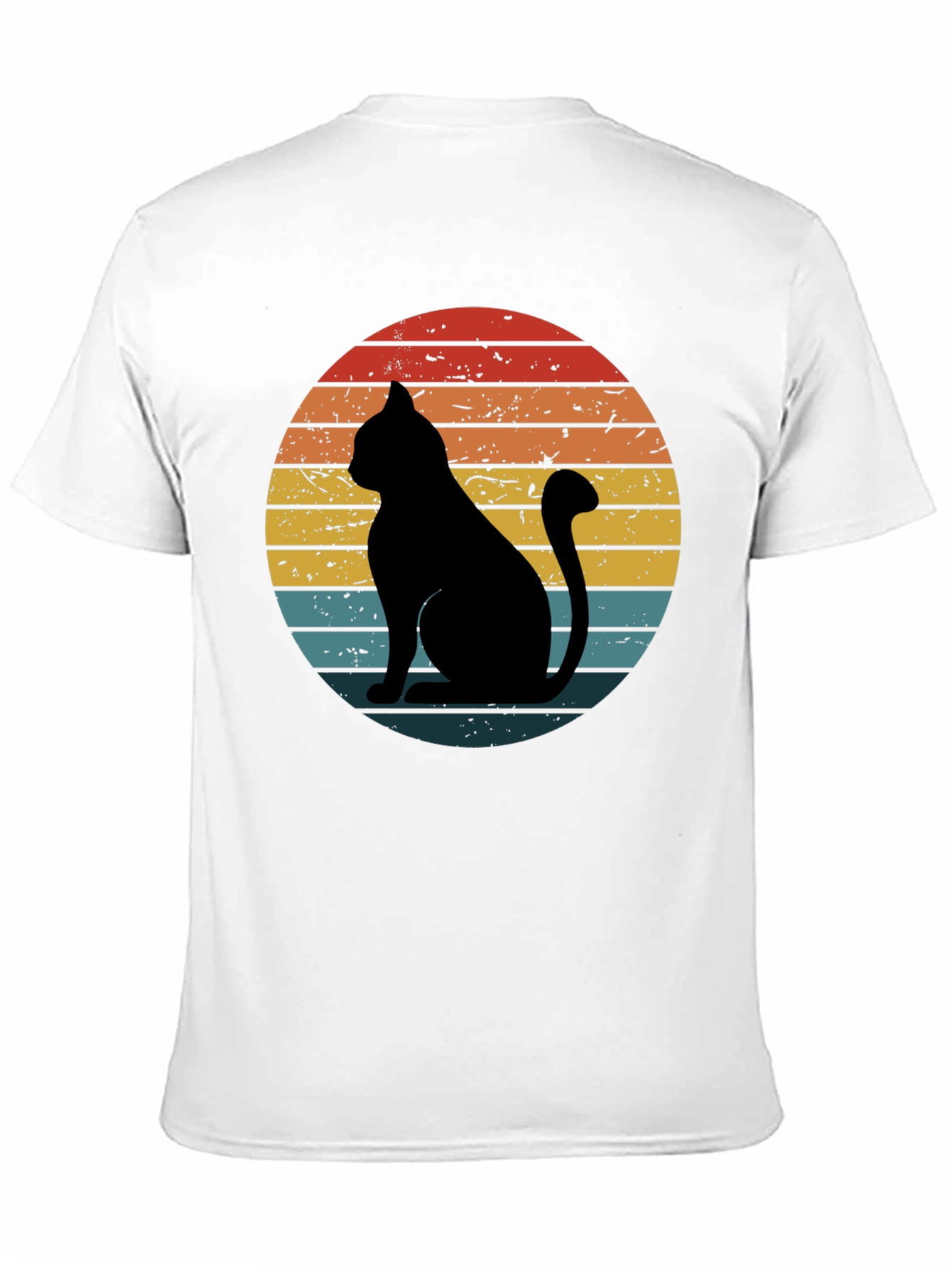 Retro Cat Graphic T-Shirt - Black