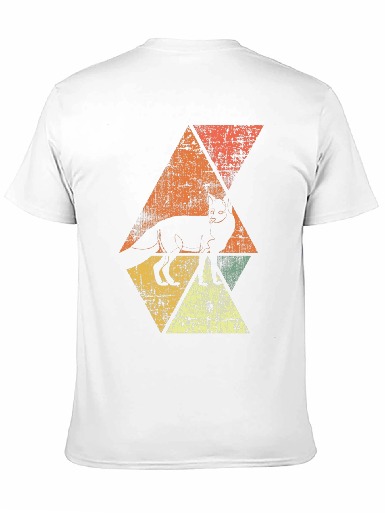 Retro Fox Graphic Tee - Distressed Triangle Design