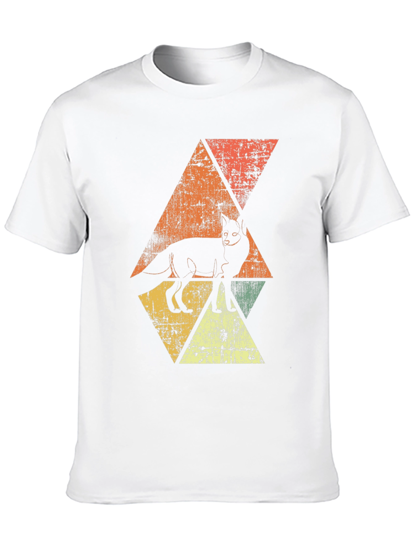 Retro Fox Graphic Tee - Distressed Triangle Design