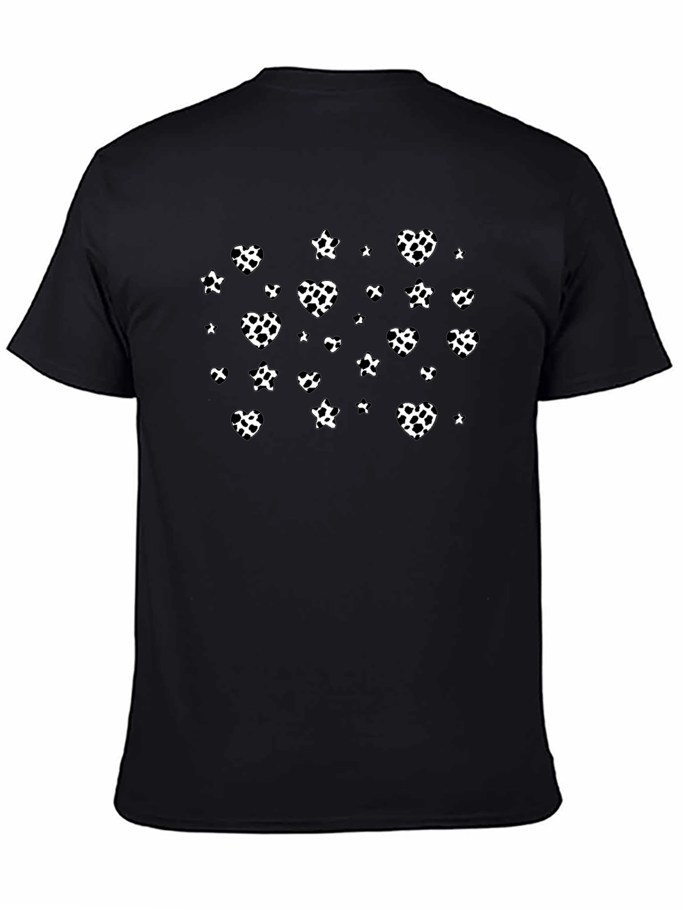 Fun Dalmatian Heart Print Black T-Shirt