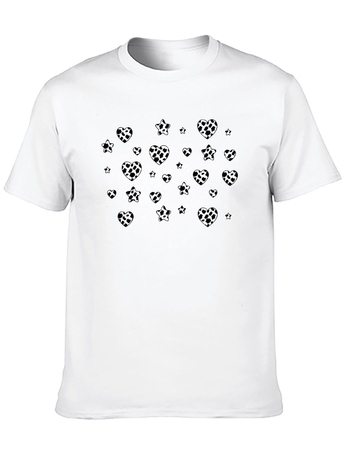 Fun Dalmatian Heart Print Black T-Shirt