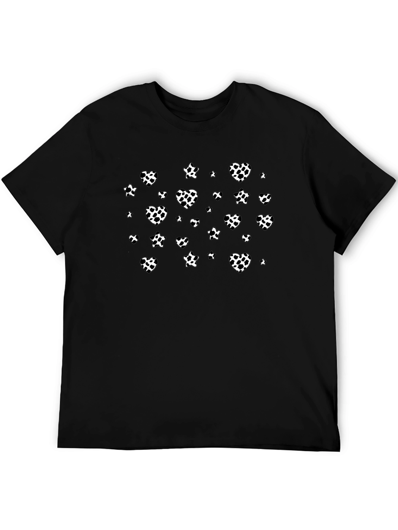 Fun Dalmatian Heart Print Black T-Shirt
