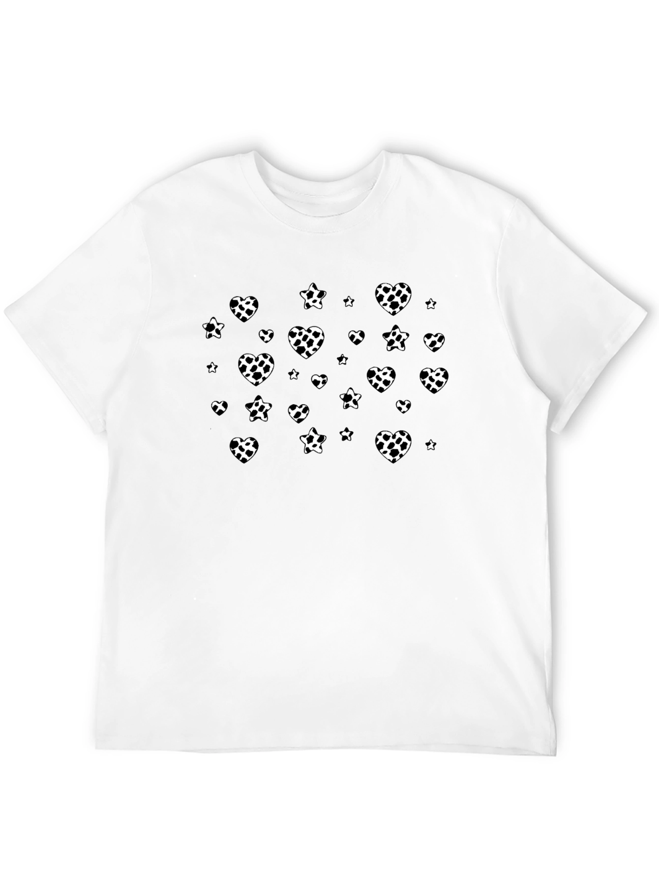 Fun Dalmatian Heart Print Black T-Shirt