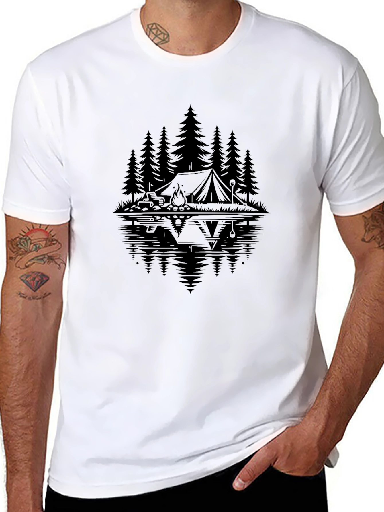 Nature Camping Graphic T-Shirt - Black