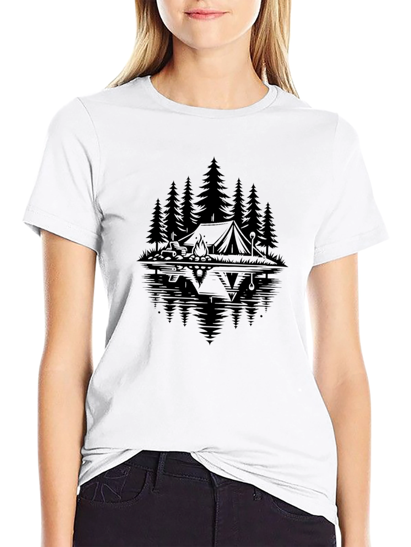 Nature Camping Graphic T-Shirt - Black