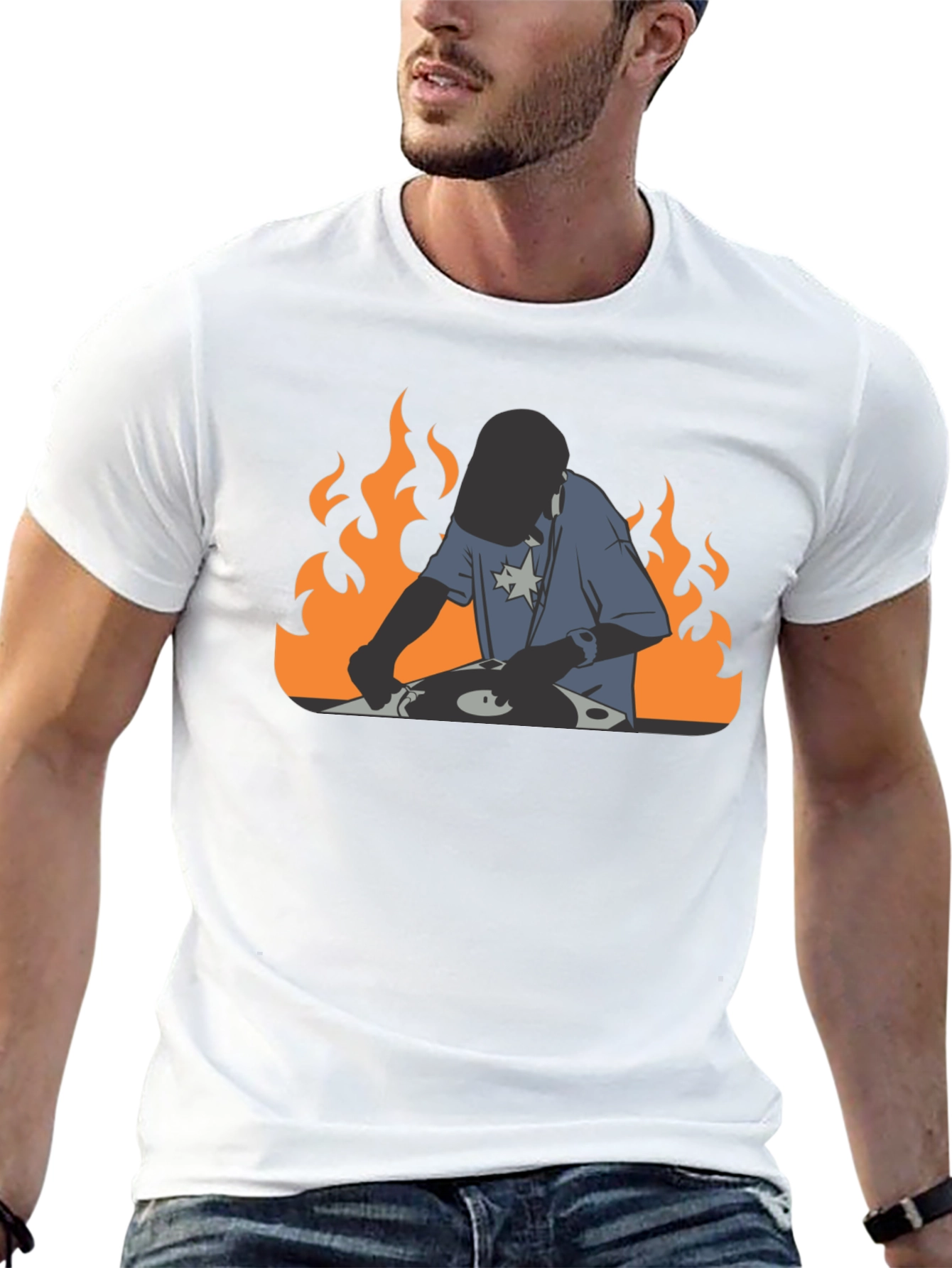 DJ on Fire Graphic Tee - Cool DJing Shirt
