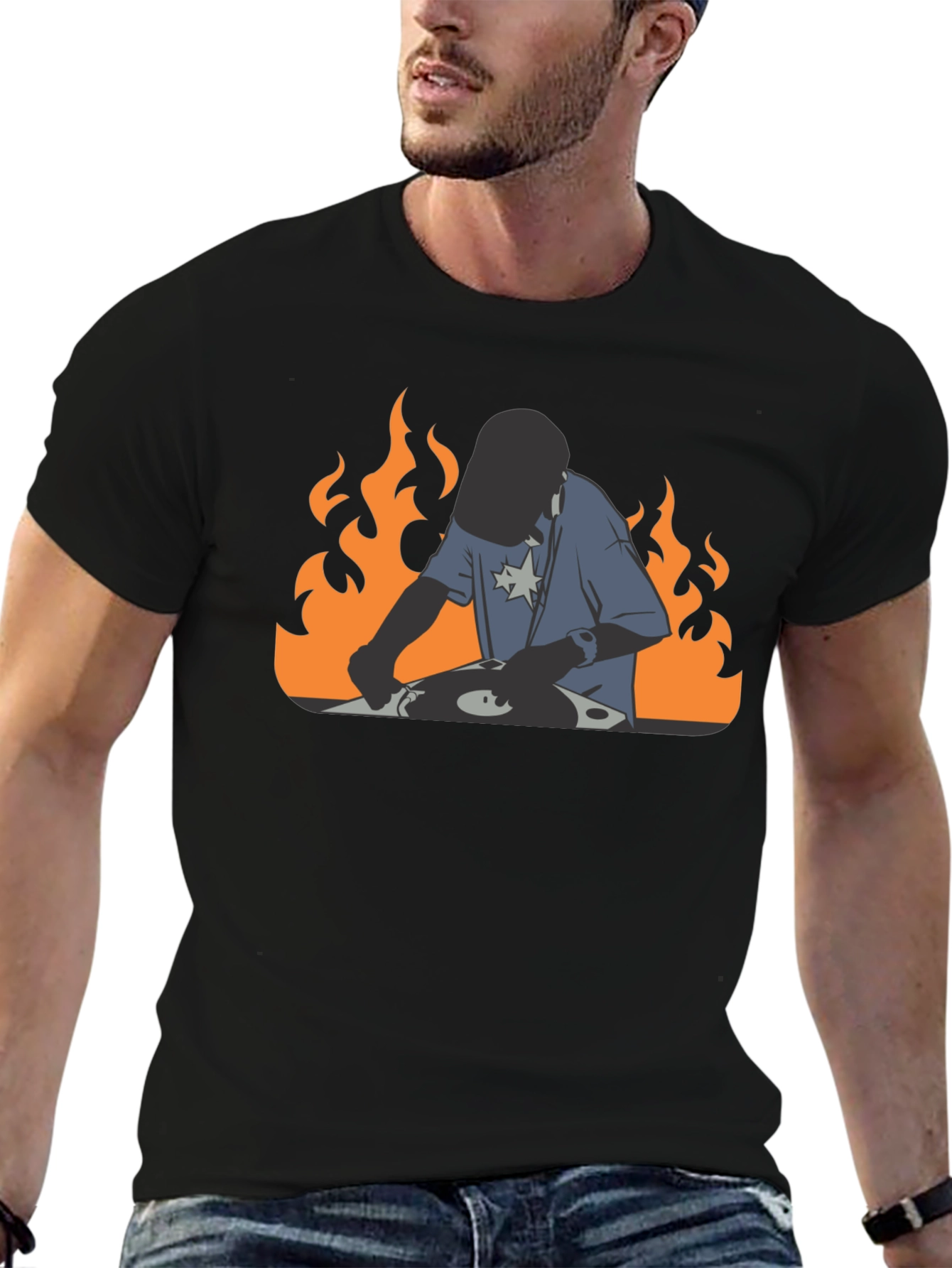 DJ on Fire Graphic Tee - Cool DJing Shirt