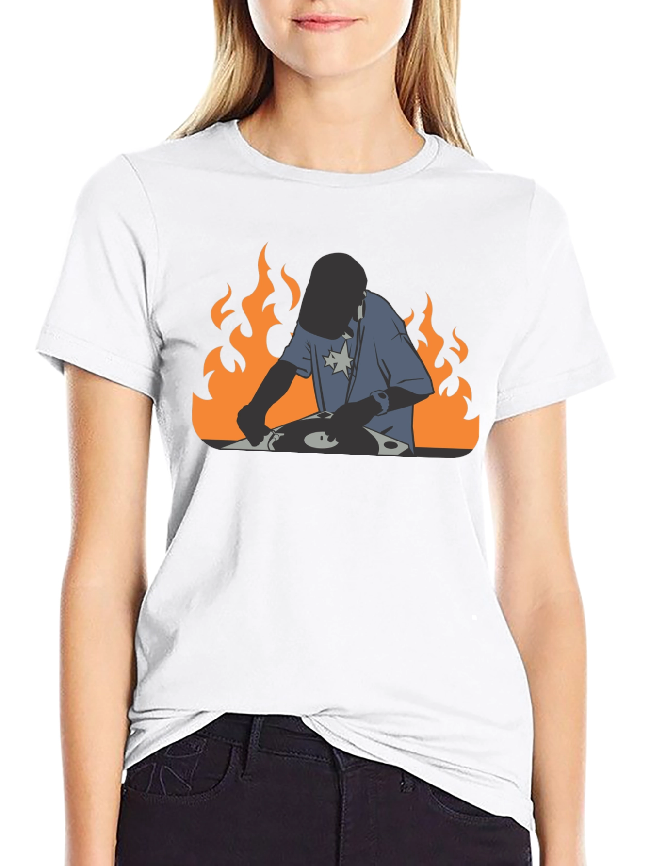 DJ on Fire Graphic Tee - Cool DJing Shirt