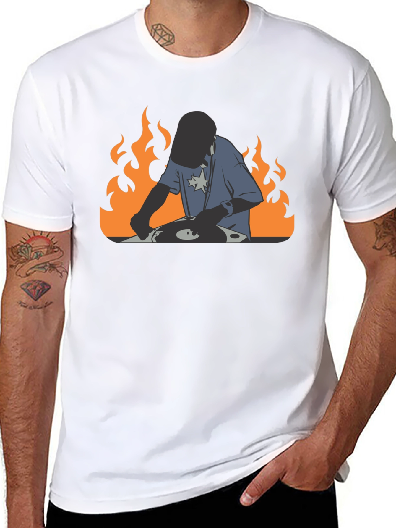 DJ on Fire Graphic Tee - Cool DJing Shirt