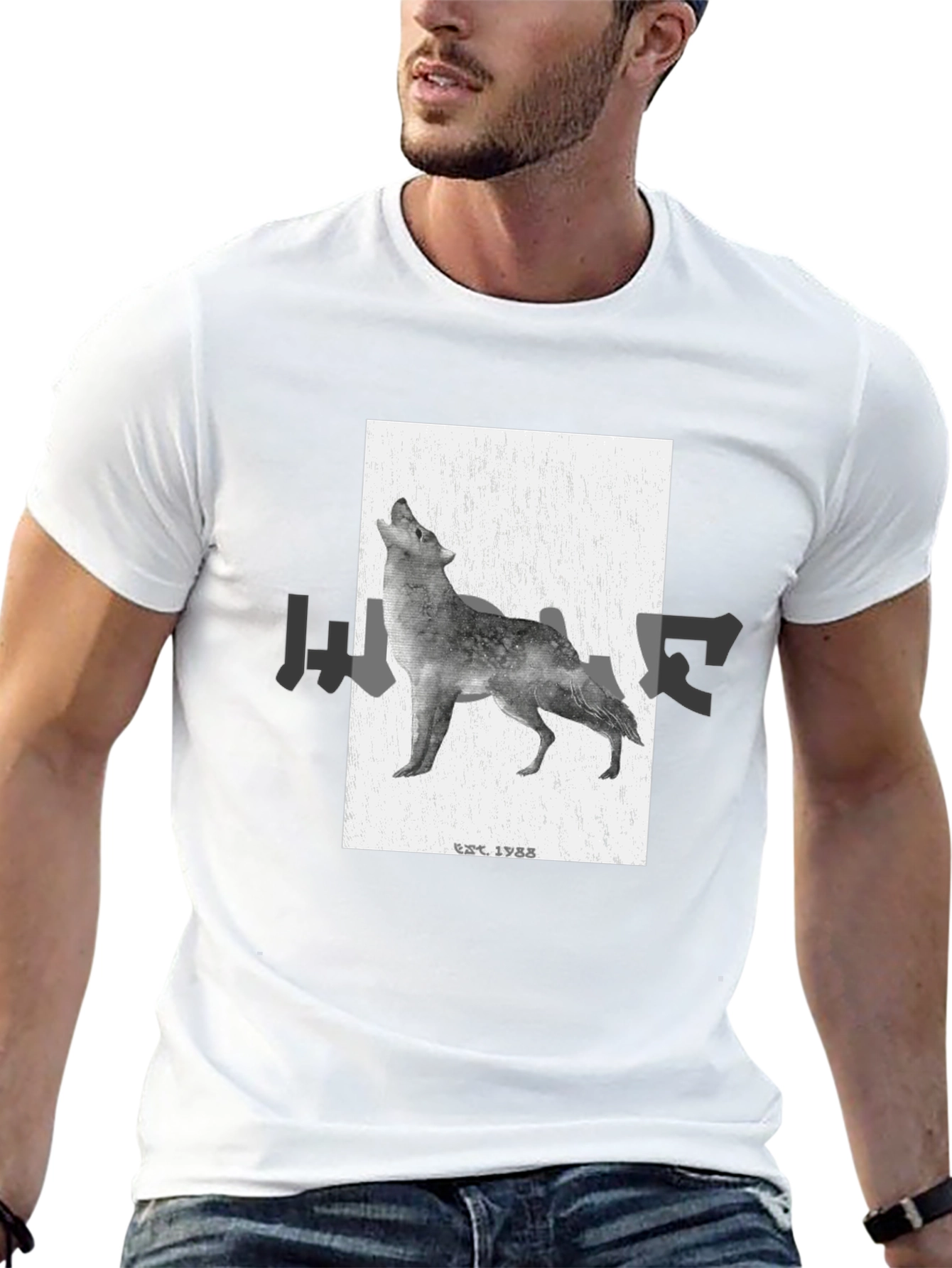 Wolf Graphic T-Shirt - Black Classic Fit