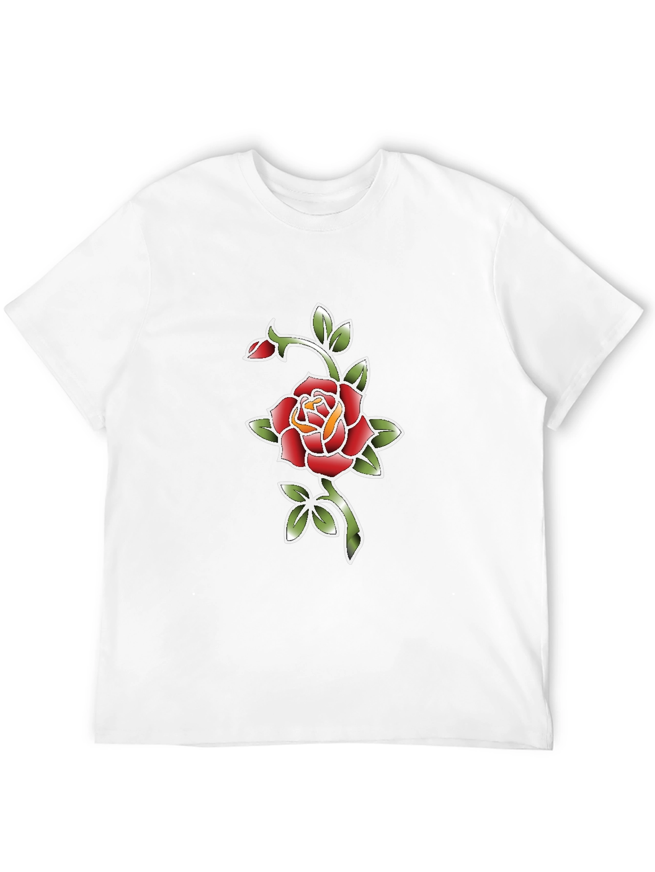 Black T-Shirt with Rose Graphic