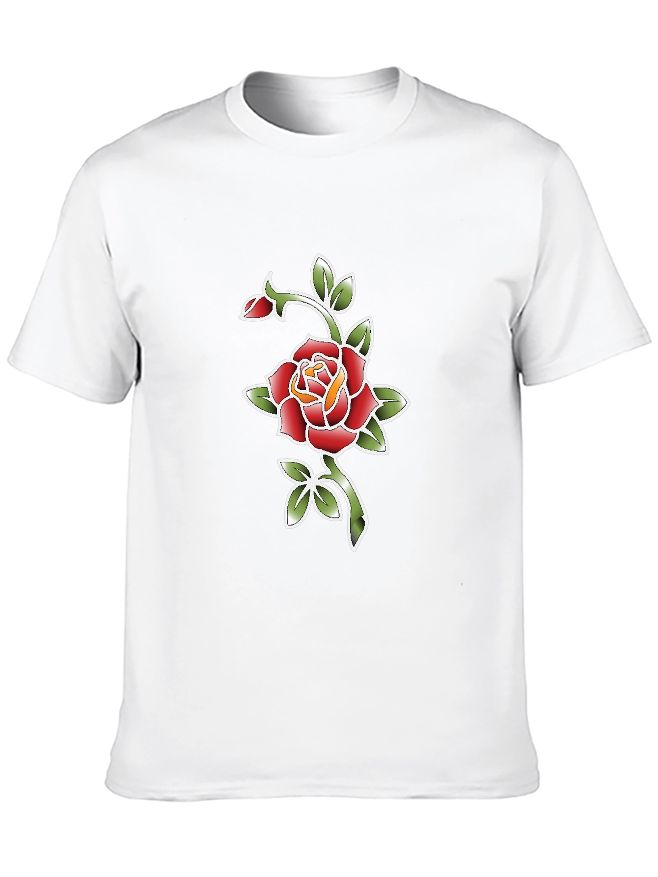 Black T-Shirt with Rose Graphic