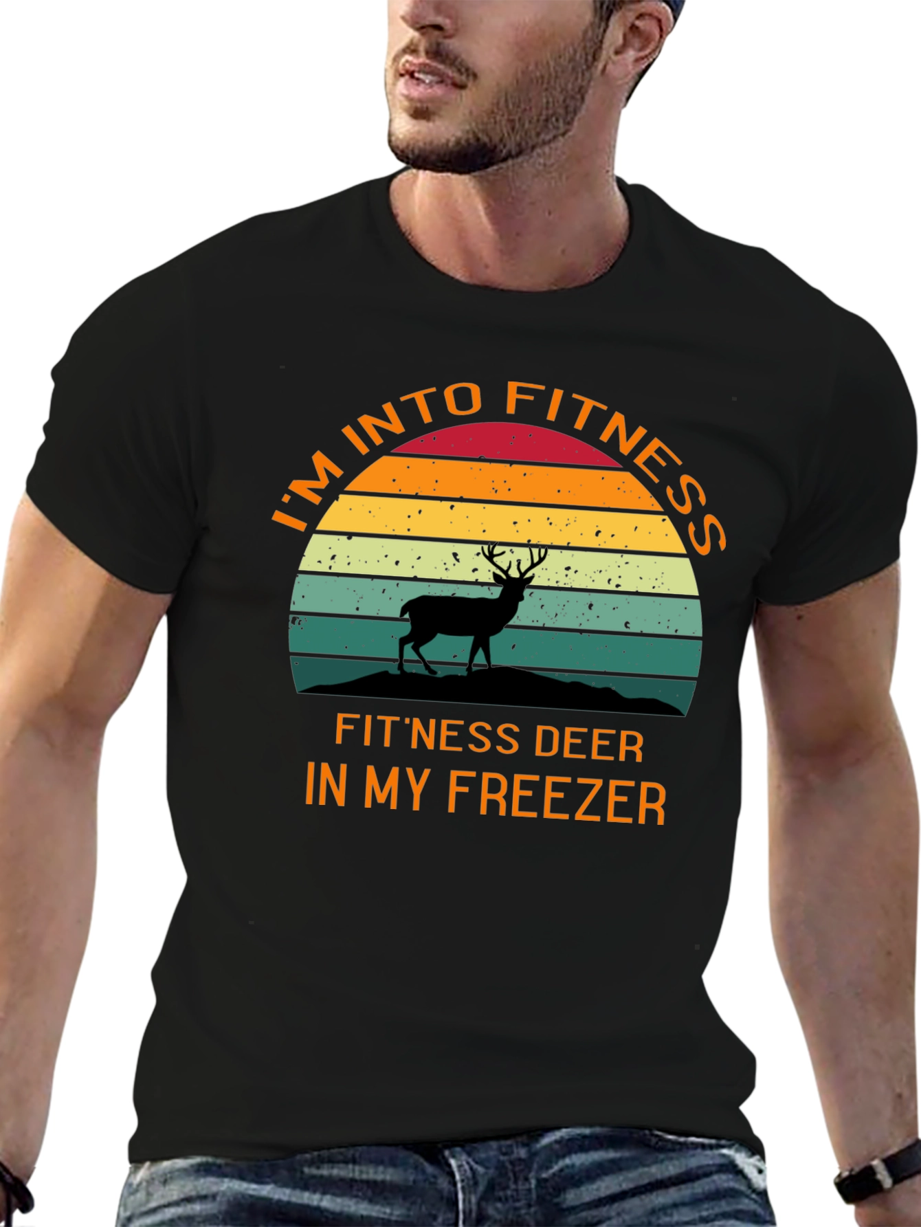 Fitness Deer T-Shirt - Humorous Workout Tee