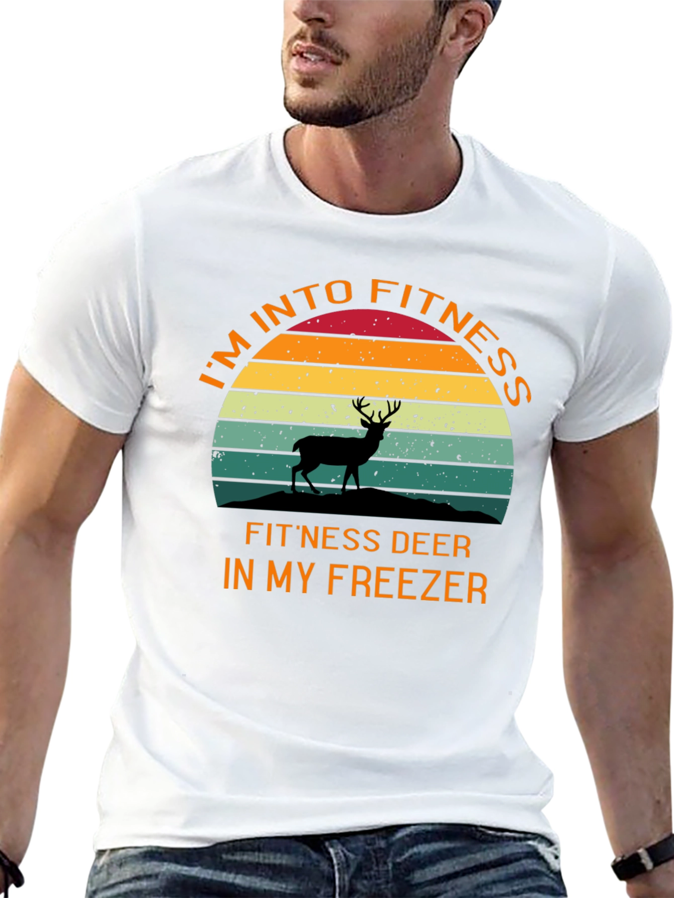 Fitness Deer T-Shirt - Humorous Workout Tee