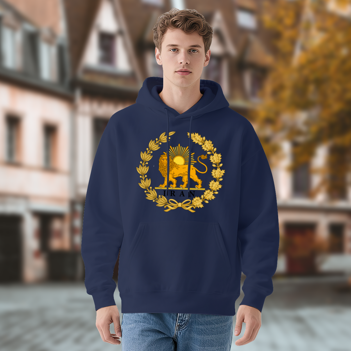 Persian Lion Sun Iran Heritage Emblem Hoodie, Unisex Cozy Cultural Sweatshirt