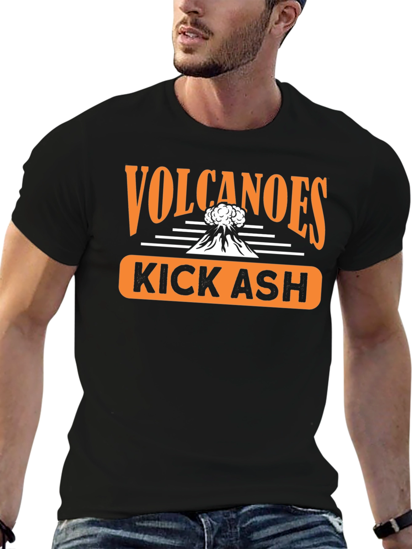 Volcanoes Kick Ash Graphic T-Shirt - Black