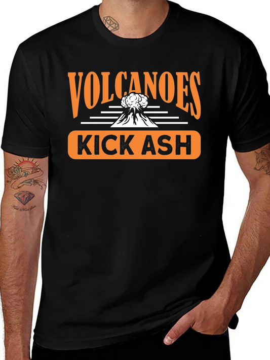 Volcanoes Kick Ash Graphic T-Shirt - Black