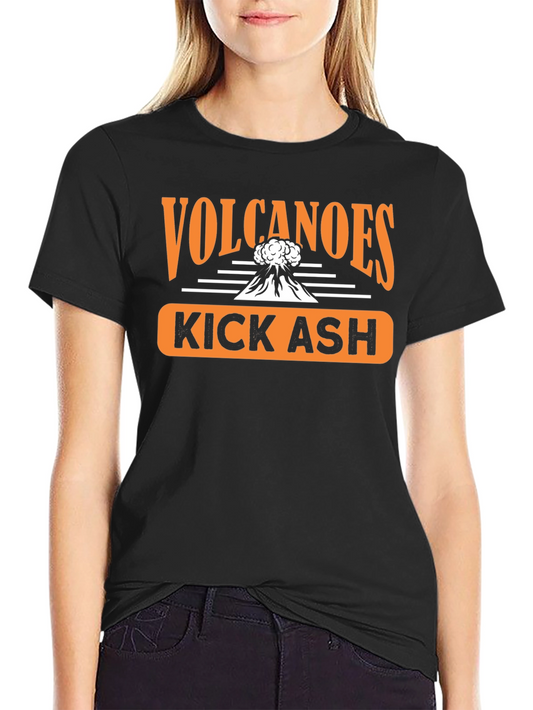 Volcanoes Kick Ash Graphic T-Shirt - Black