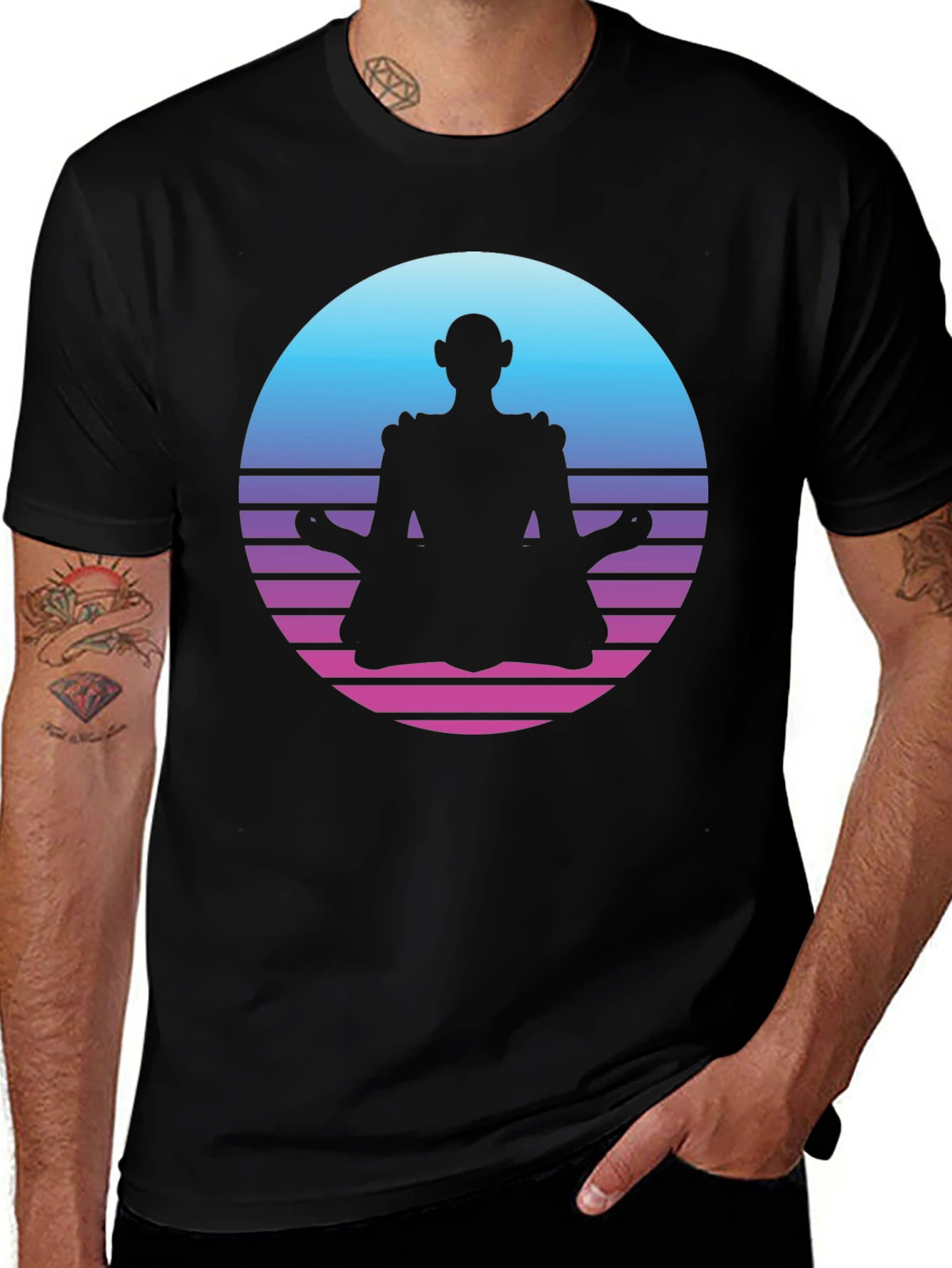 Retro Meditation T-Shirt - Black