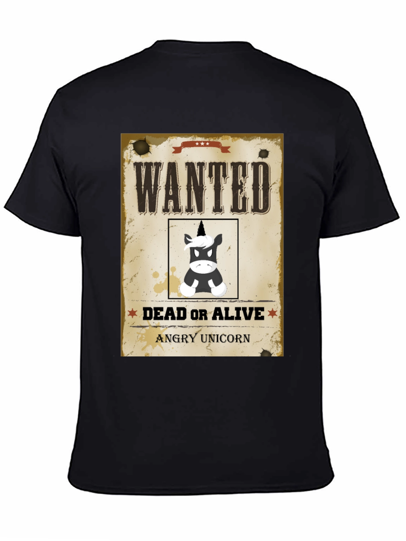 Wanted Angry Unicorn Funny Graphic T-Shirt