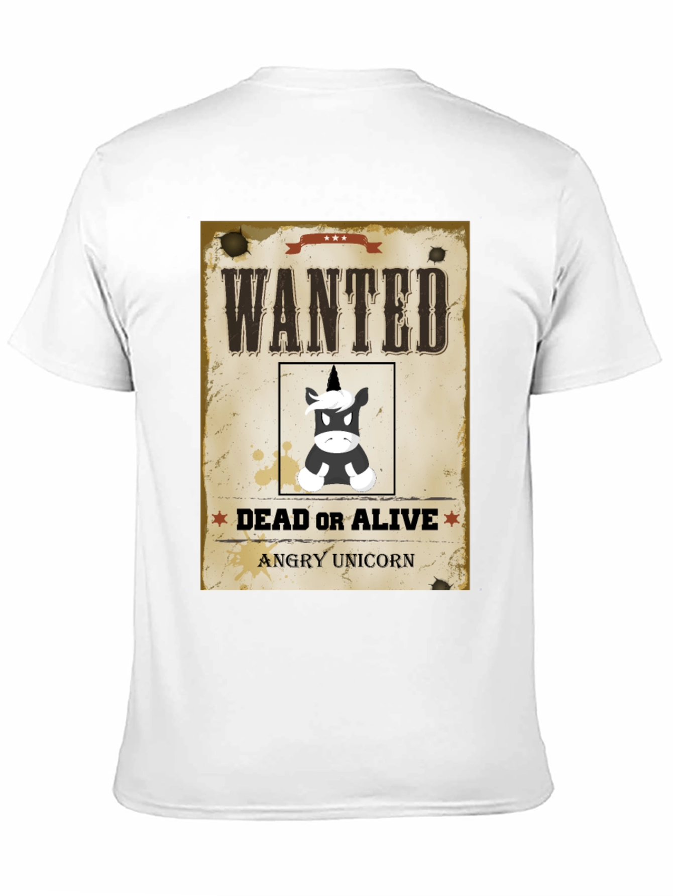 Wanted Angry Unicorn Funny Graphic T-Shirt