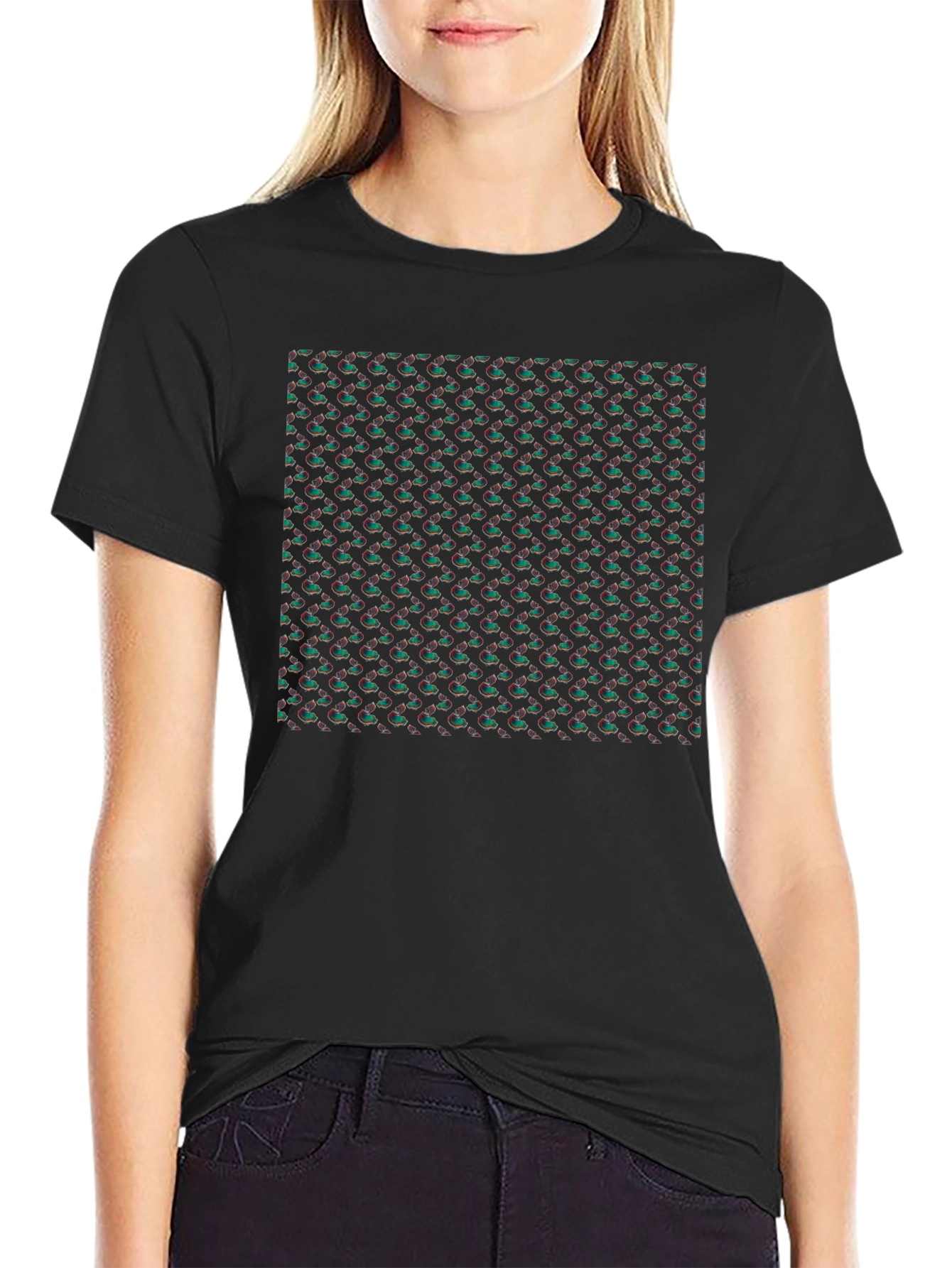 Patterned Black T-Shirt