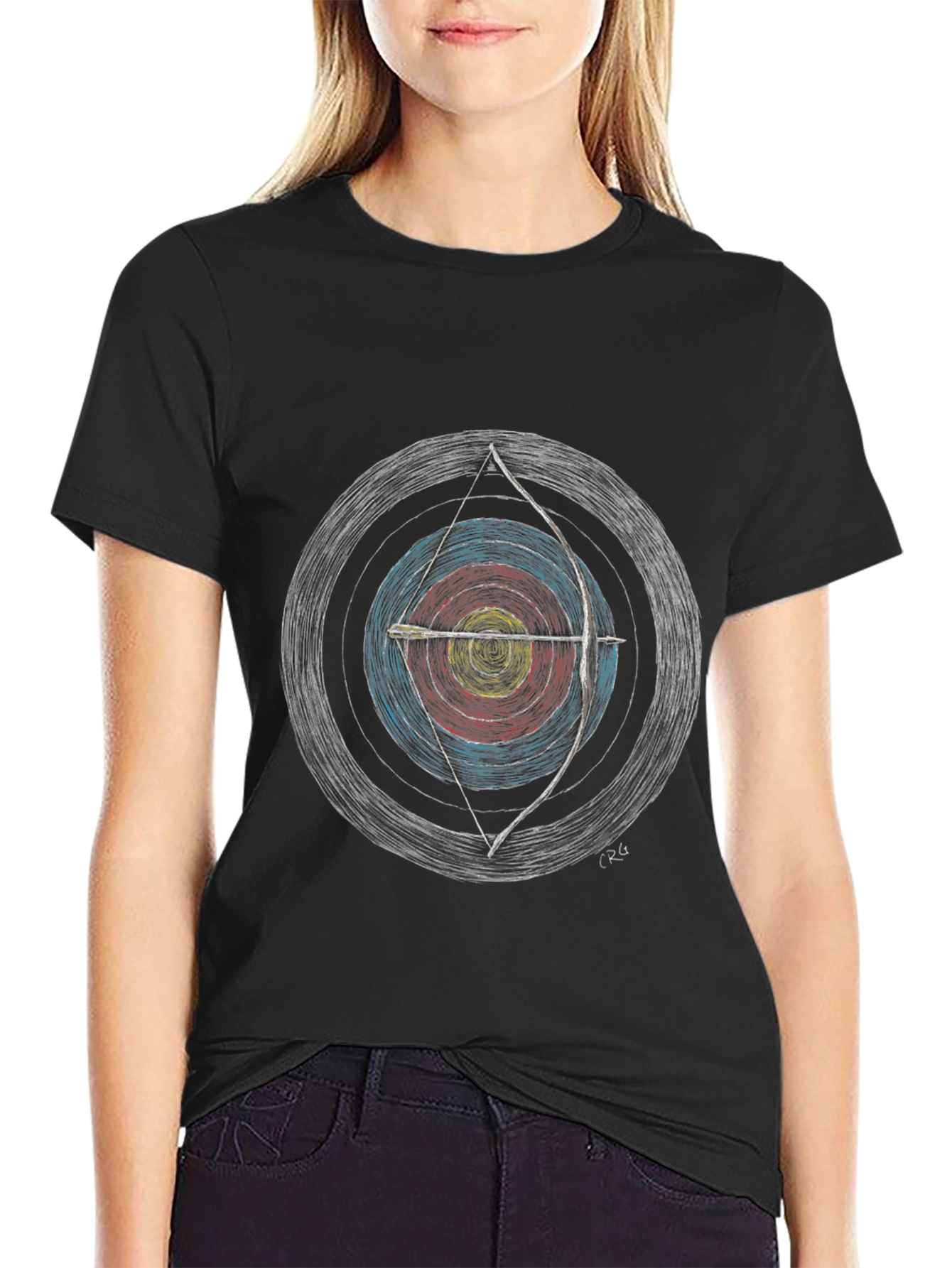 Archery Target Graphic Tee - Black Cotton Blend