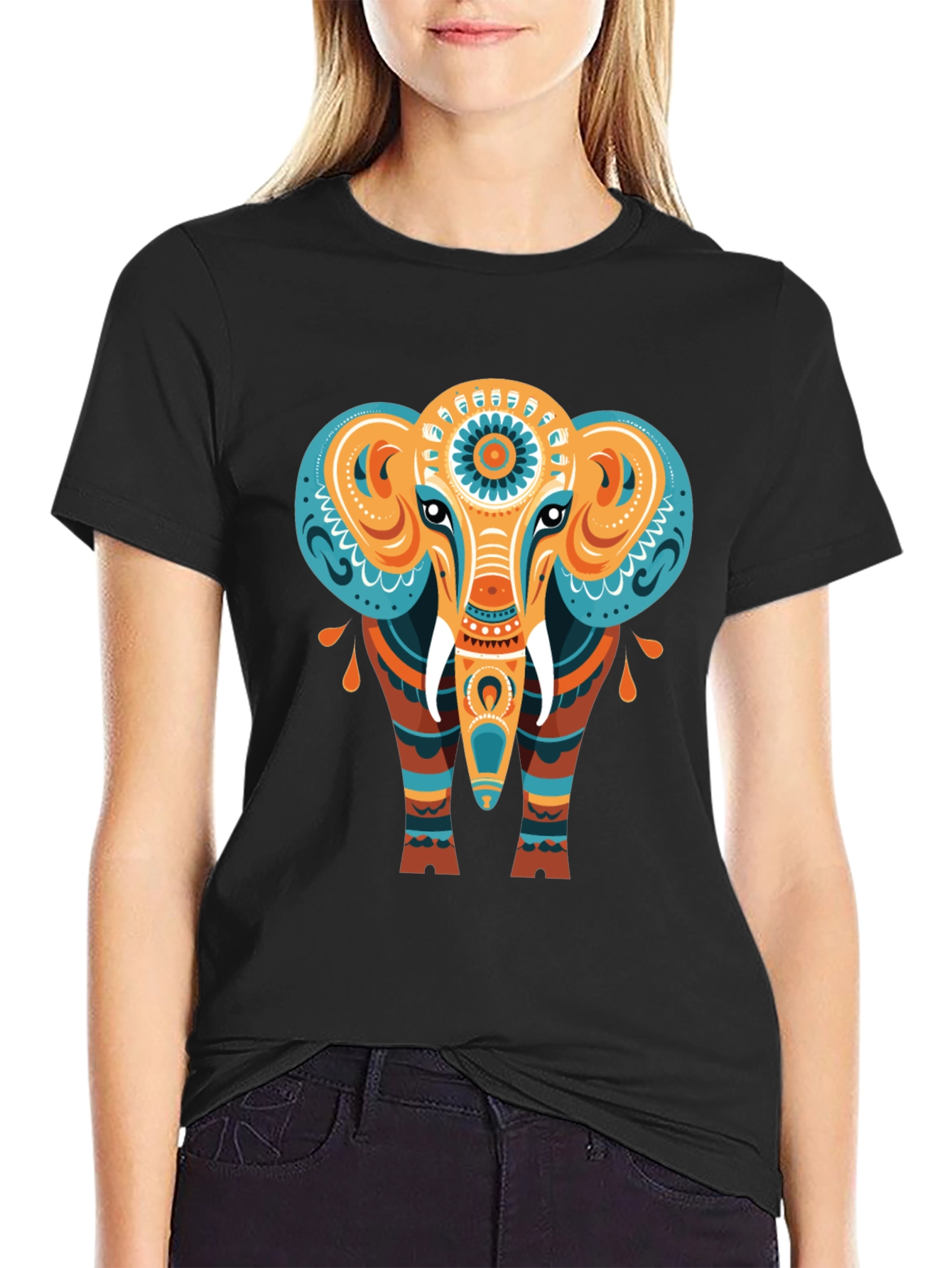 Elephant Graphic Tee - Unique Tribal Design