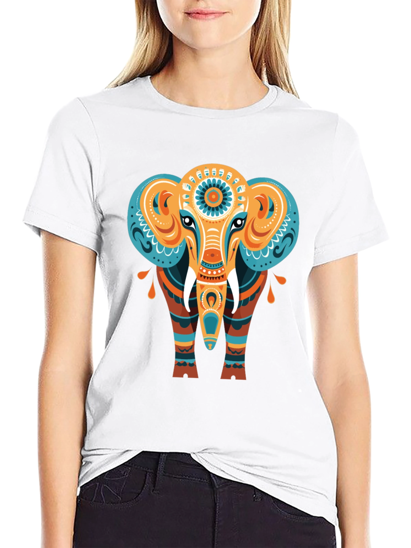 Elephant Graphic Tee - Unique Tribal Design