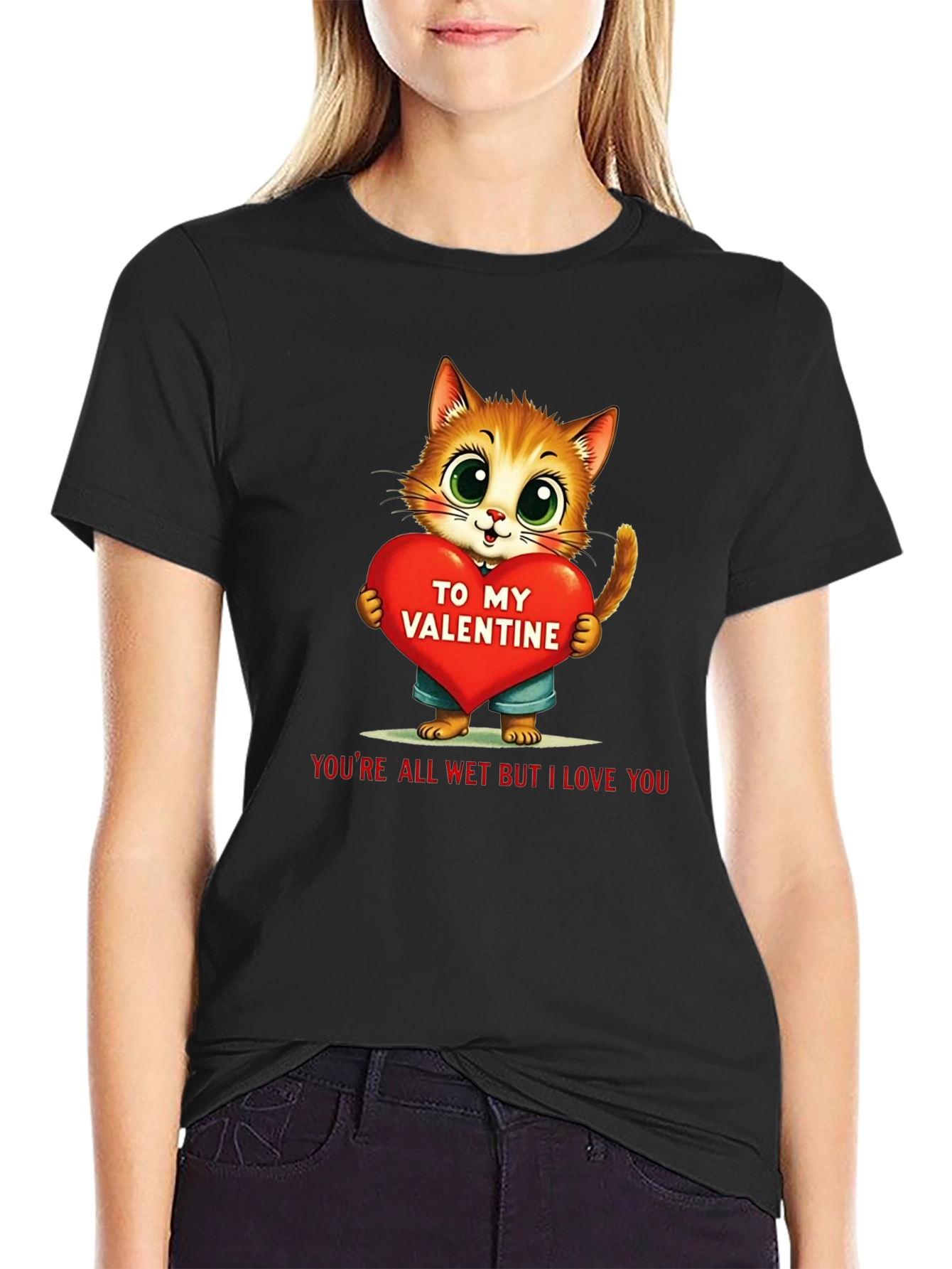 Cute Valentine Cat Graphic Tee