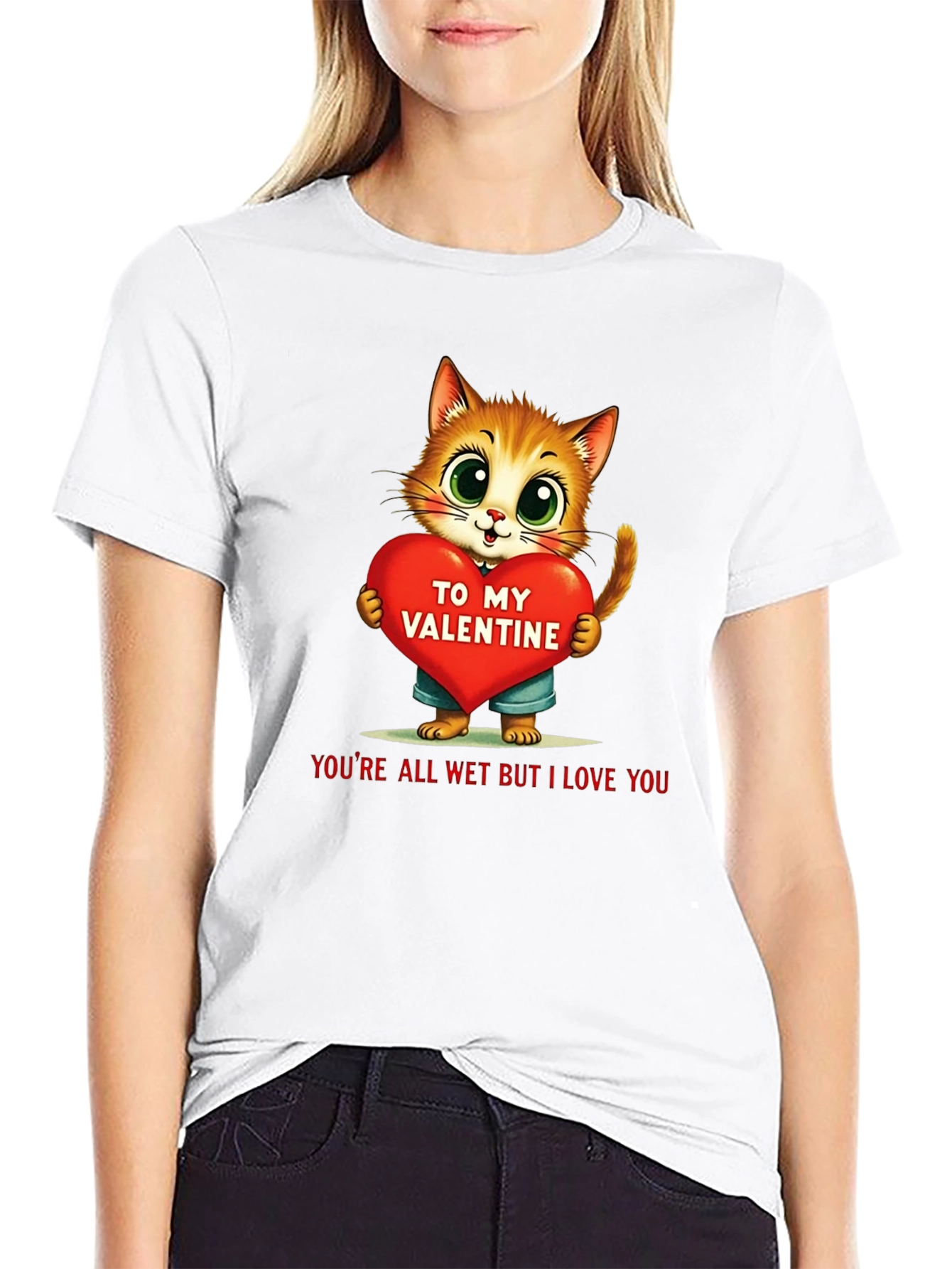 Cute Valentine Cat Graphic Tee
