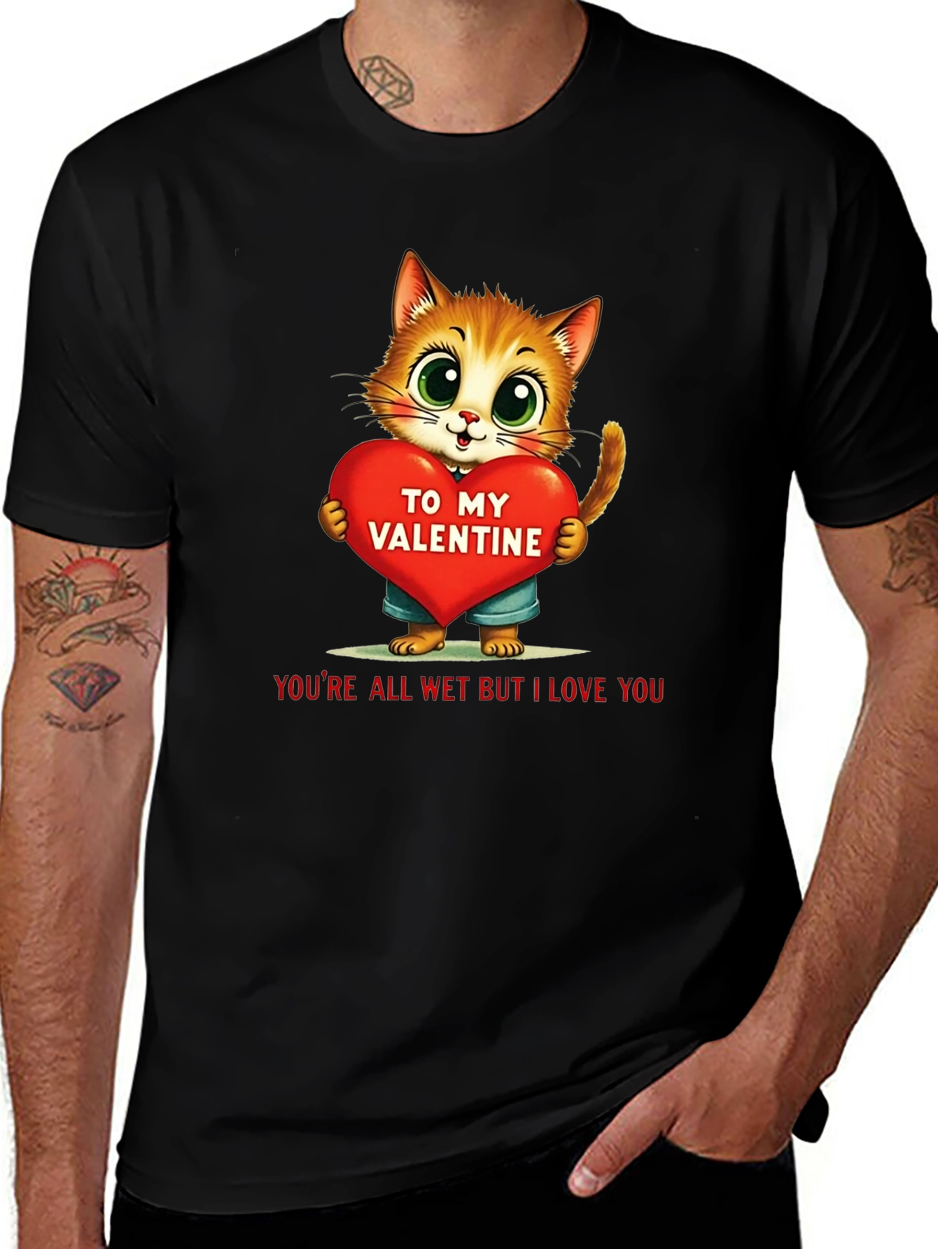 Cute Valentine Cat Graphic Tee