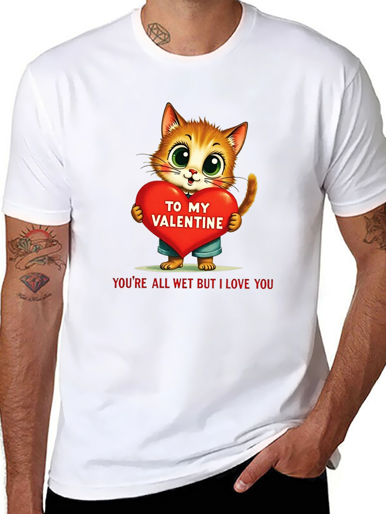 Cute Valentine Cat Graphic Tee