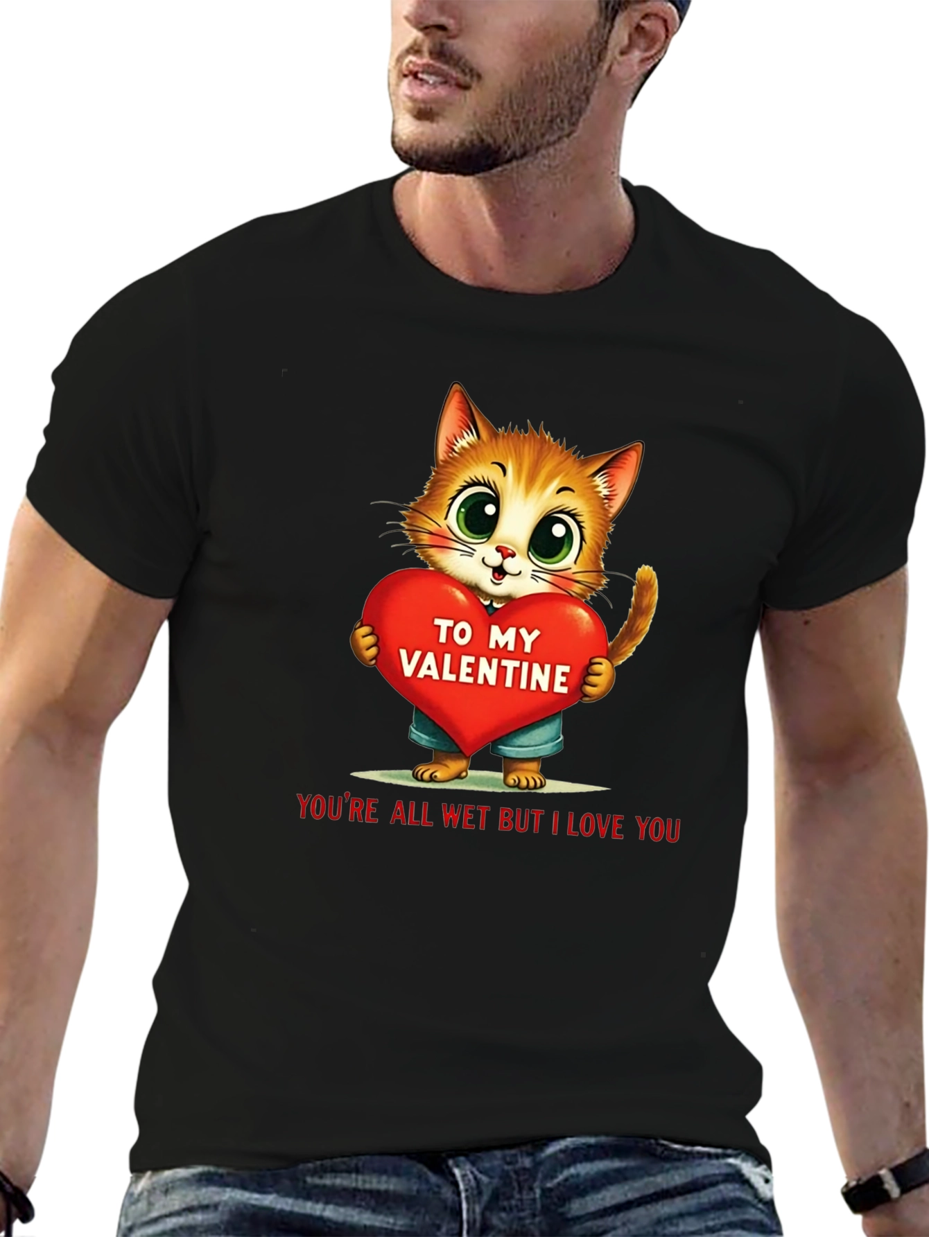 Cute Valentine Cat Graphic Tee