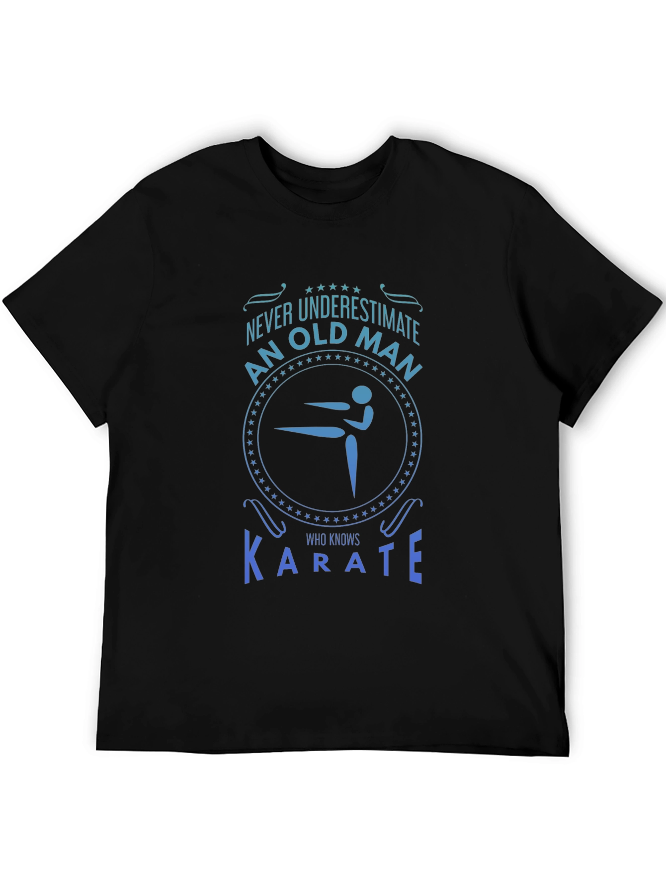 Karate Old Man Graphic T-Shirt - Black
