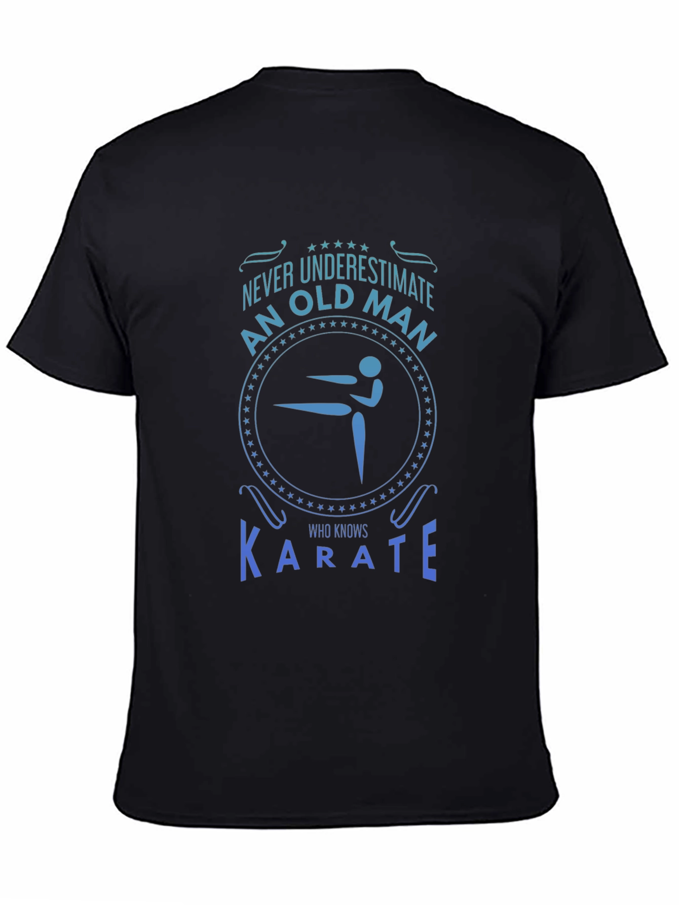 Karate Old Man Graphic T-Shirt - Black