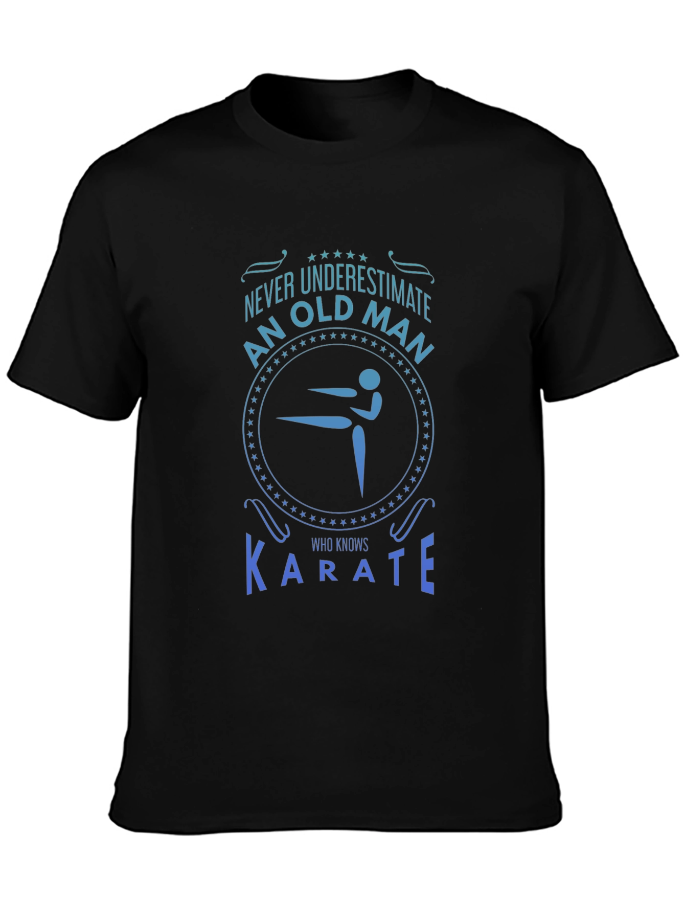 Karate Old Man Graphic T-Shirt - Black